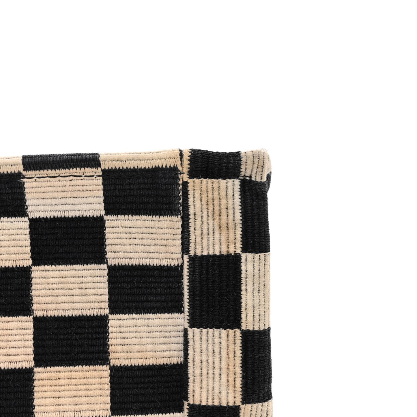 Canvas Embroidered Checkered Book Tote Black White