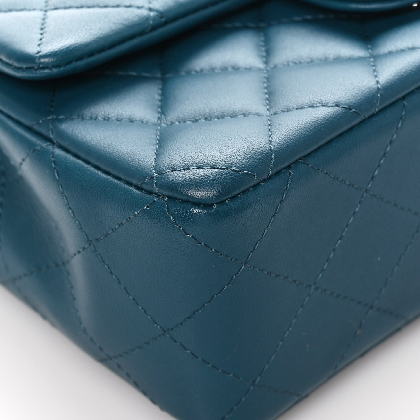 Lambskin Quilted Mini Rectangular Flap Dark Blue