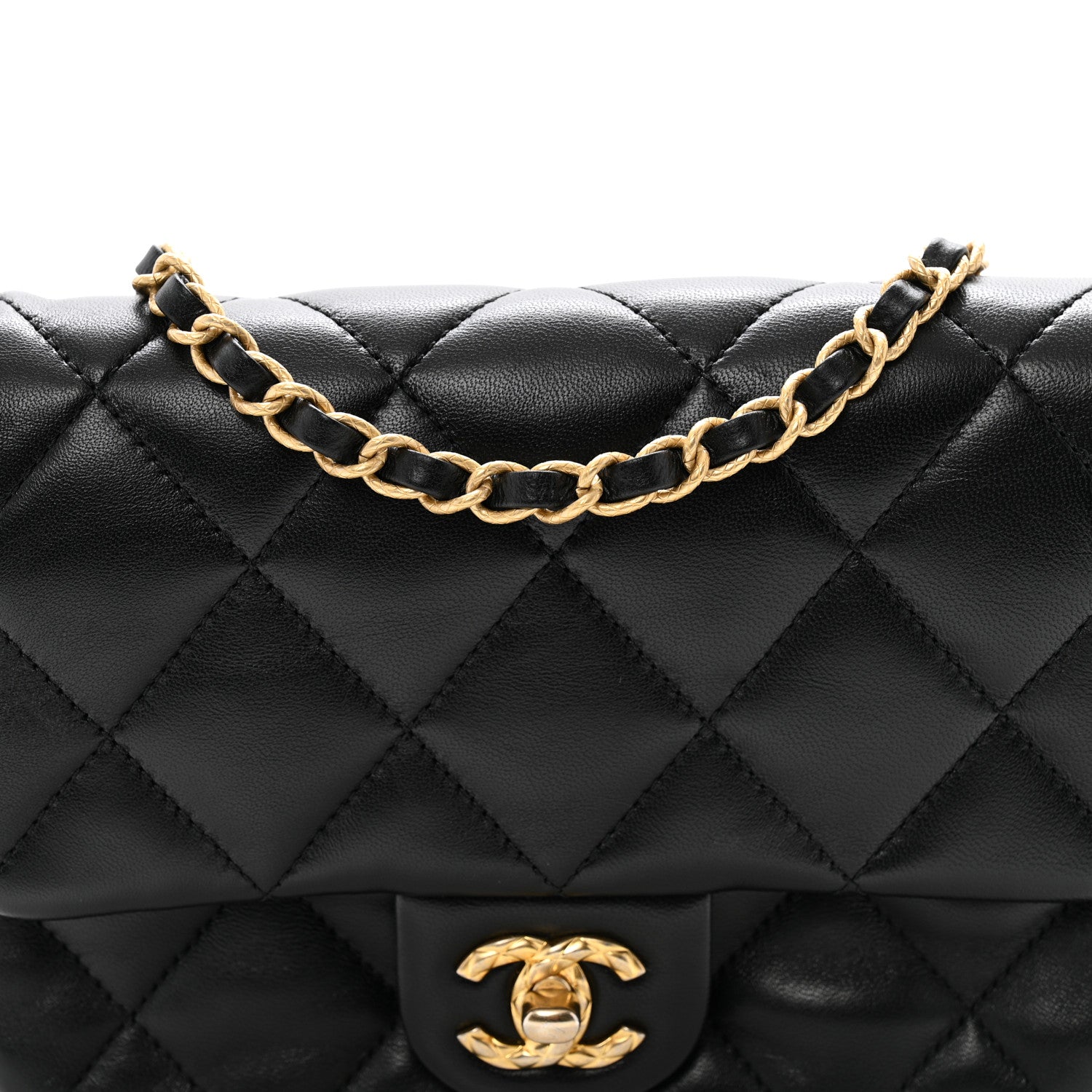 Chanel Lambskin Quilted Chain Around Mini Flap Bag Black 8 of 10