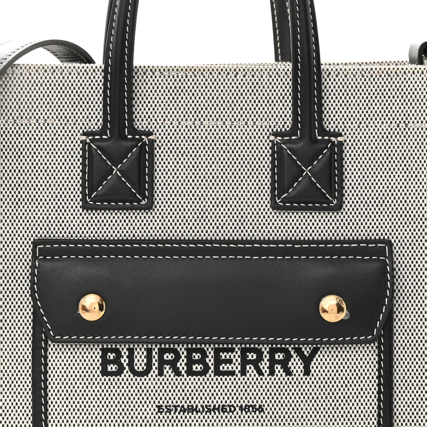 Canvas Smooth Calfskin Mini Two Tone Freya Tote Black