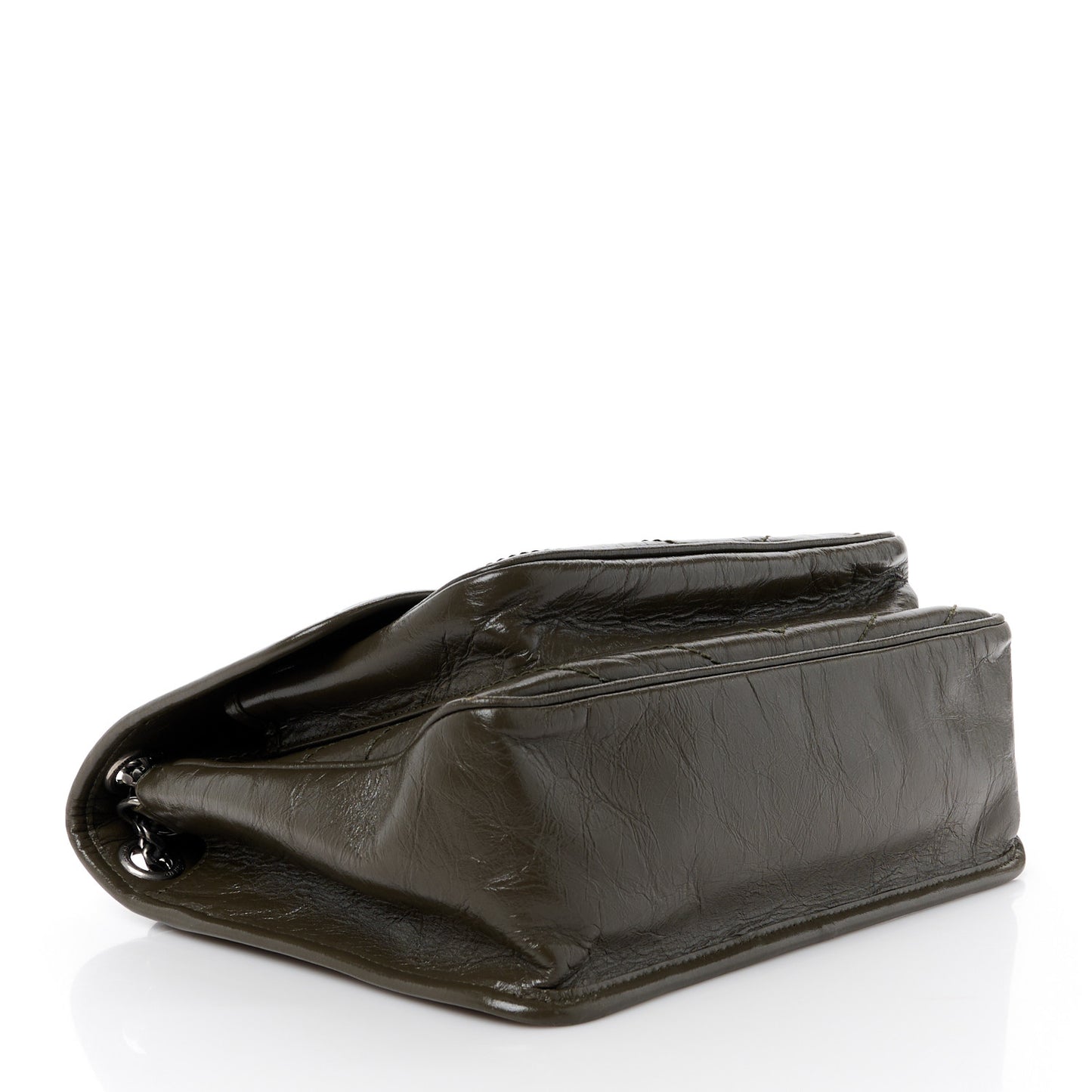 Crinkled Calfskin Matelasse Monogram Medium Niki Chain Satchel Light Musk