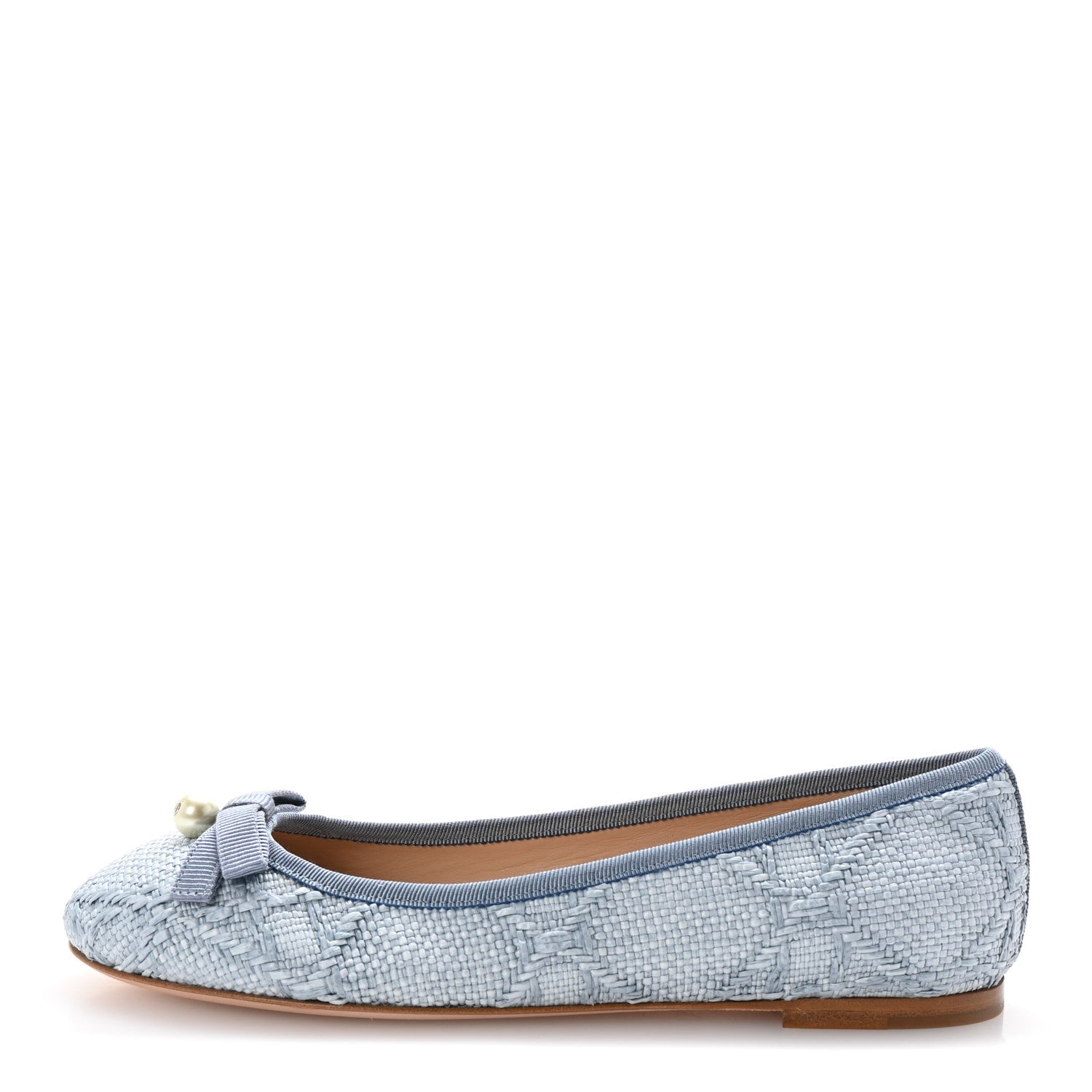 Christian Dior Raffia Cannage Ballet Flat 36 Bleu Pastel 1 of 10