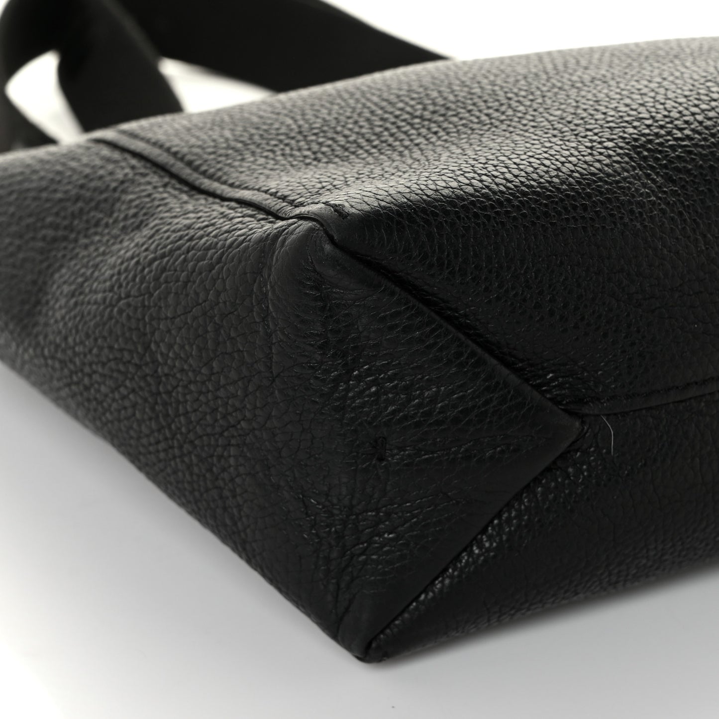 Grained Calfskin Logo Strap Tote Black