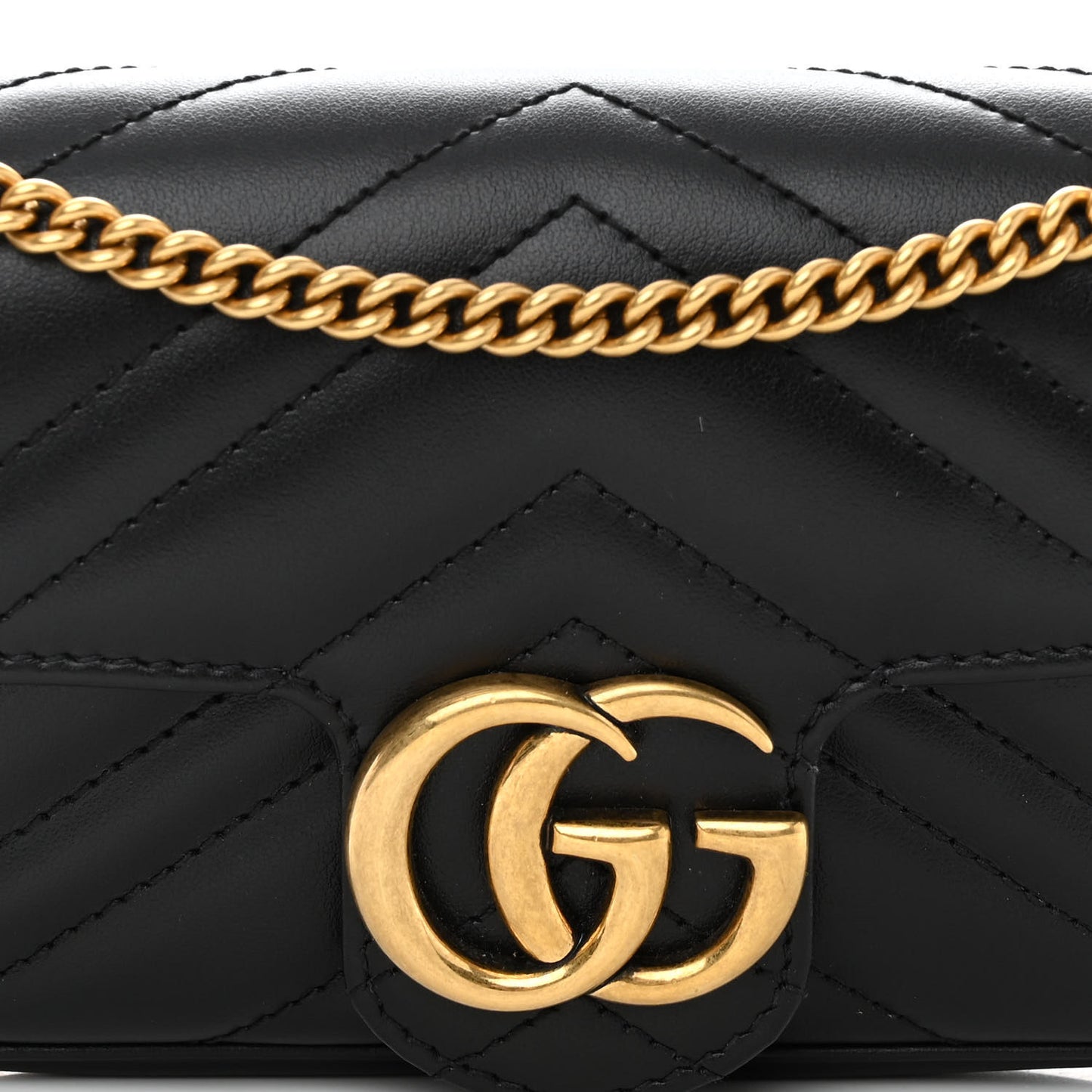 Calfskin Matelasse Super Mini GG Marmont Shoulder Bag Black