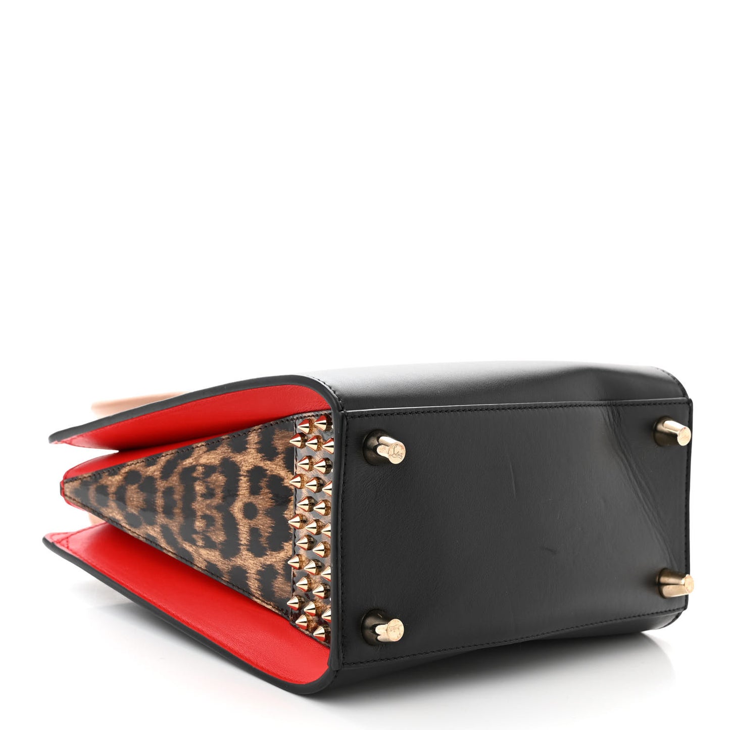 Calfskin Patent Leopard Studded Small Paloma Black