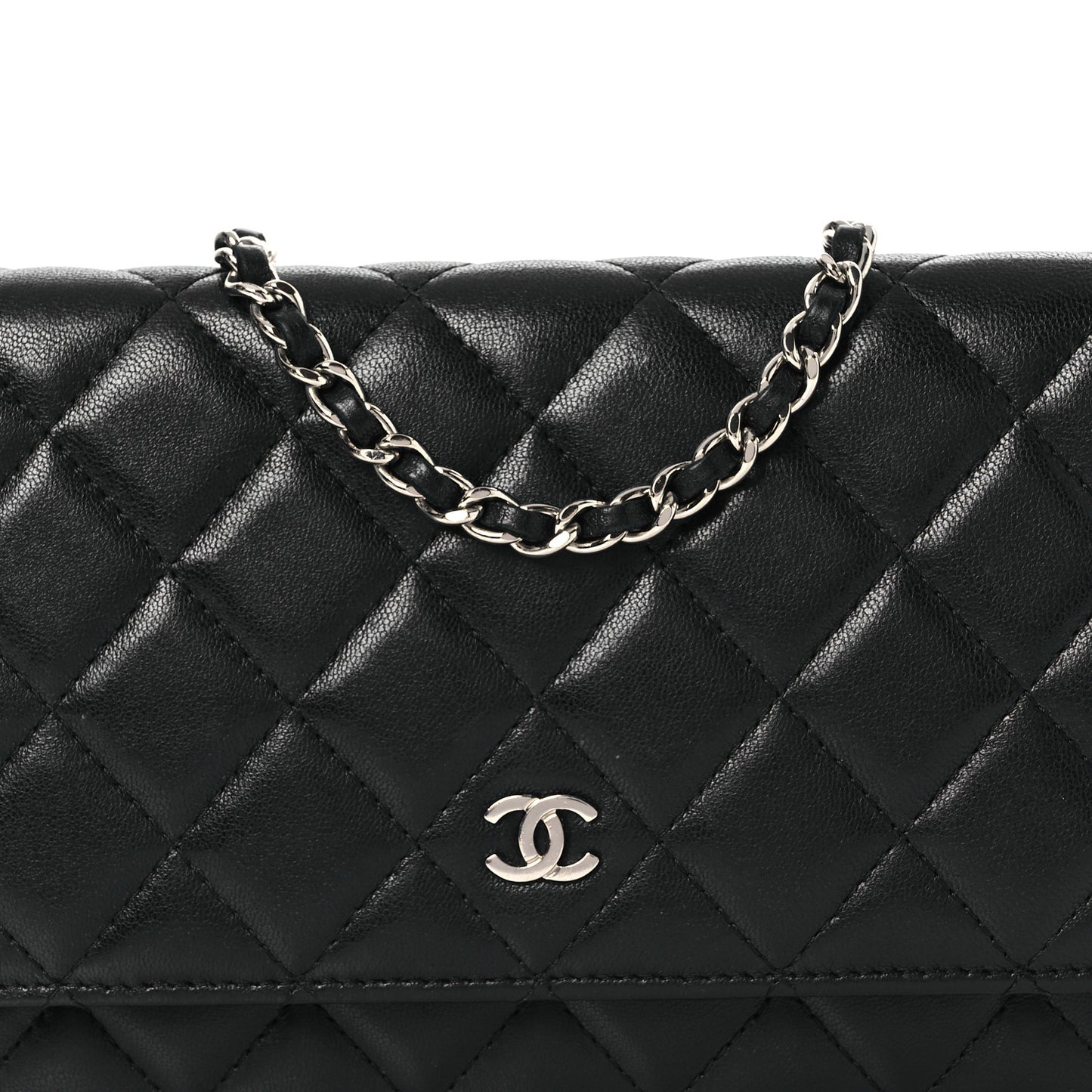 Lambskin Quilted Wallet On Chain WOC Black