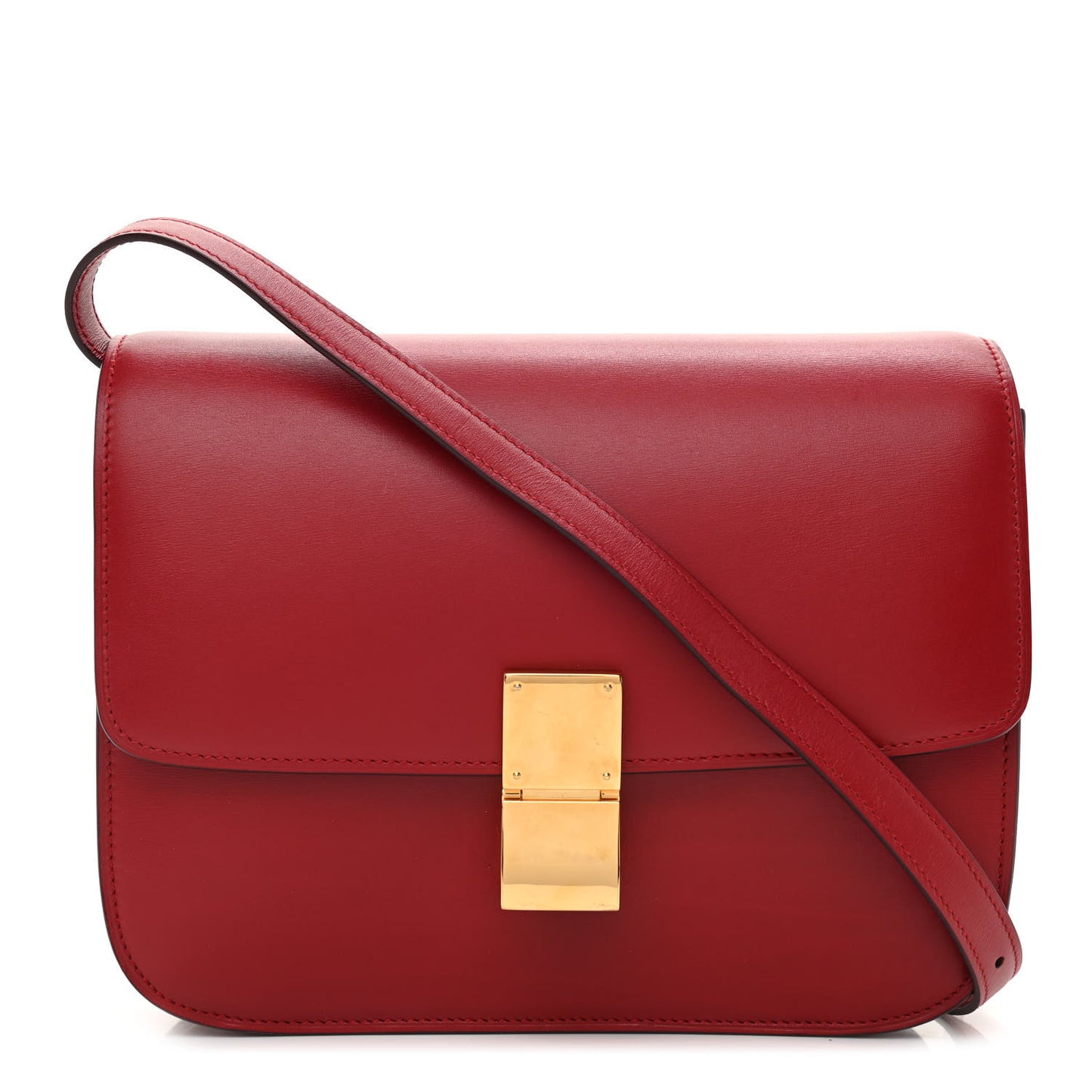 Box Calfskin Medium Classic Box Flap Bag Red