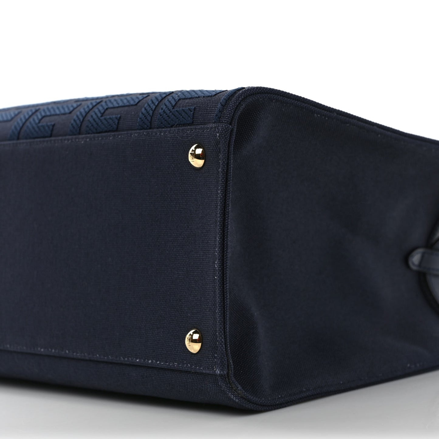 Canvas Vitello King FF Embroidered Medium Peekaboo X-Tote Marino