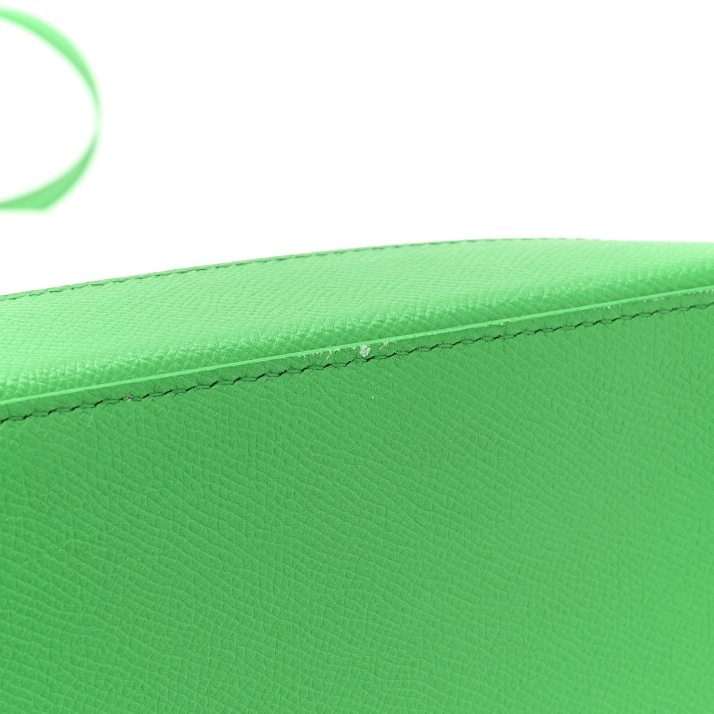 Signature Grained Calfskin Logo M Ville Top Handle Bag Green