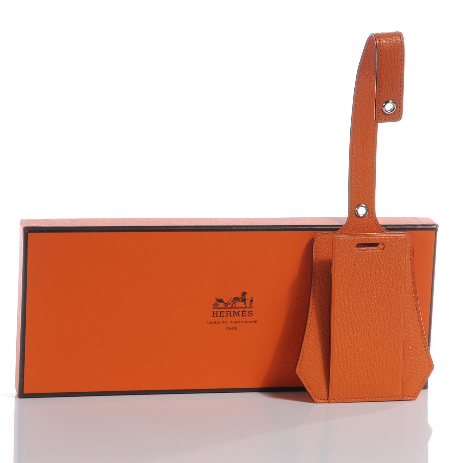Hermes Chevre Luggage Tag Orange 6 of 6