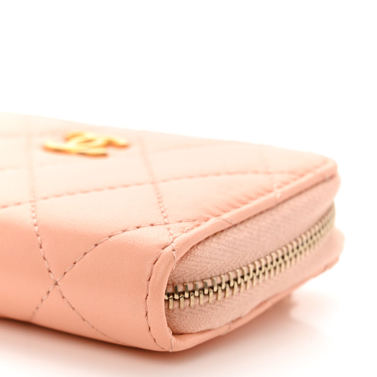 Chanel Lambskin Quilted CC Pearl Crush Zip Card Holder On Chain Pink 10 of 11