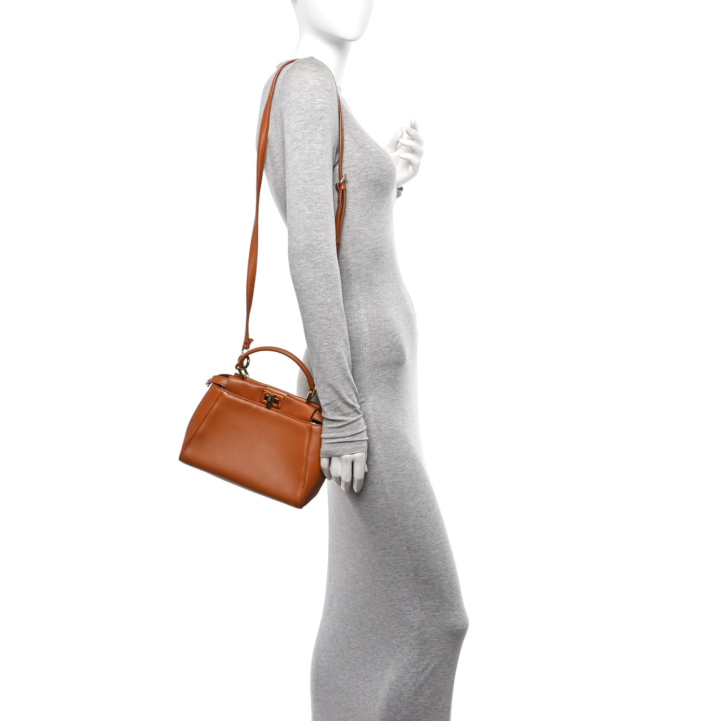 Nappa Vitello Century Gingham Embossed Mini Peekaboo Iconic Satchel Brandy White Black