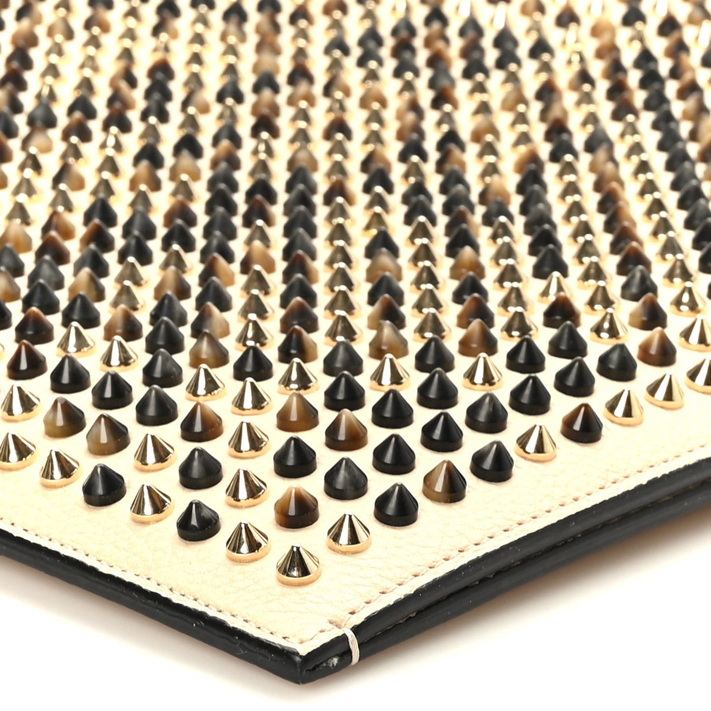 Calfskin Spiked Large Trictrac Portfolio Bag Beige