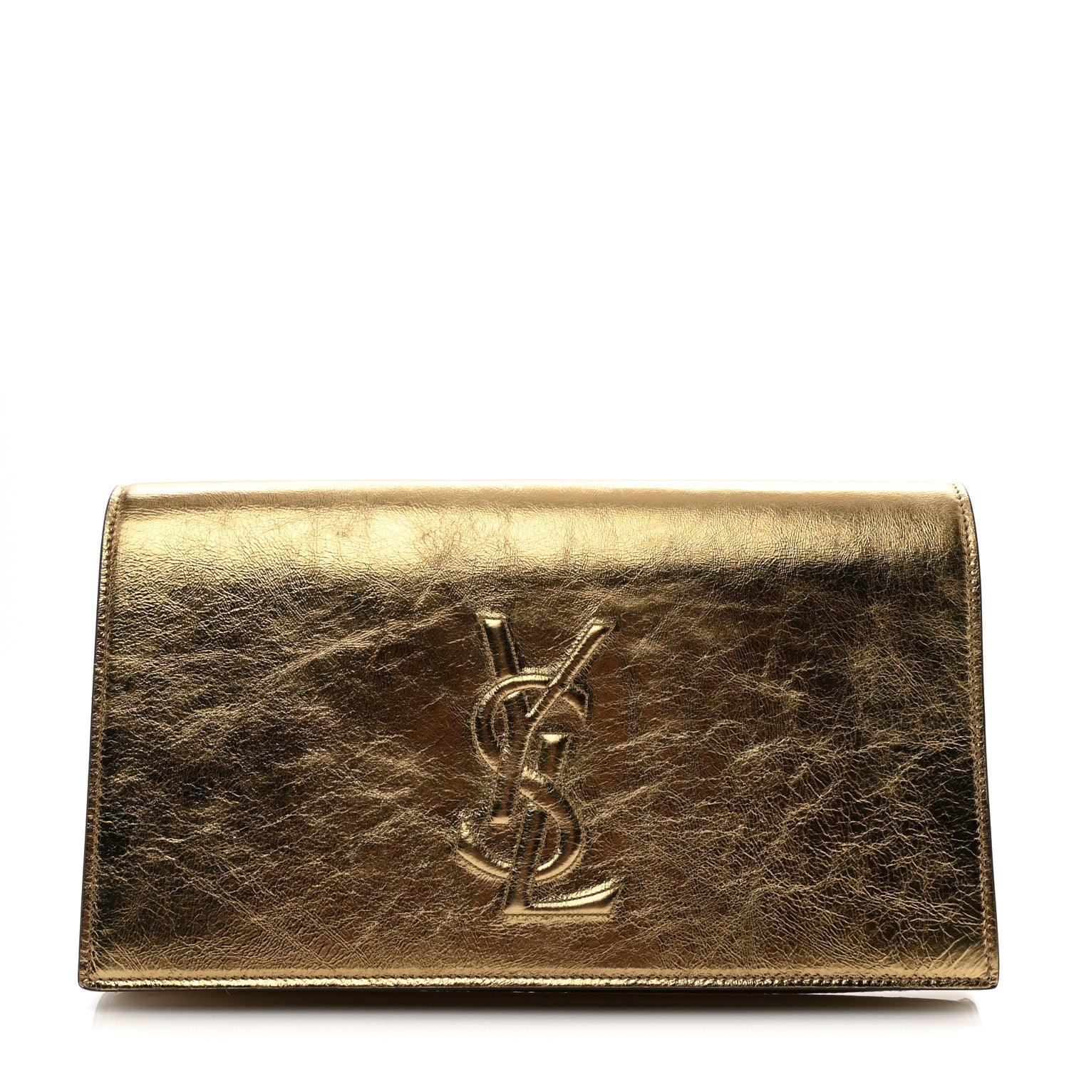 Saint Laurent Metallic Calfskin Monogram Large Belle De Jour Clutch Gold 1 of 10