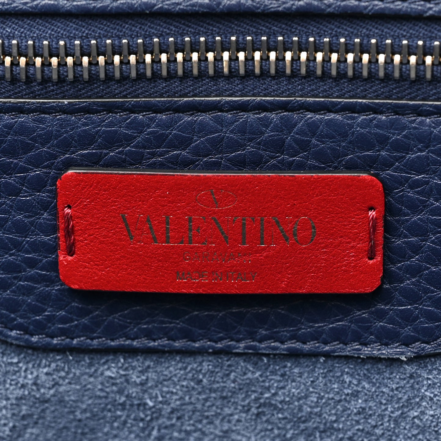 Grained Calfskin Rockstud Shoulder Tote Marine