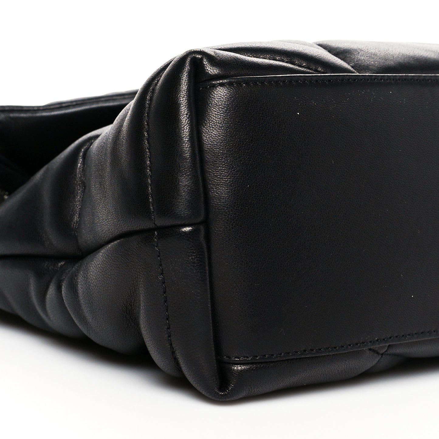 Lambskin Quilted Small Loulou Puffer Monogram Chain Satchel Black