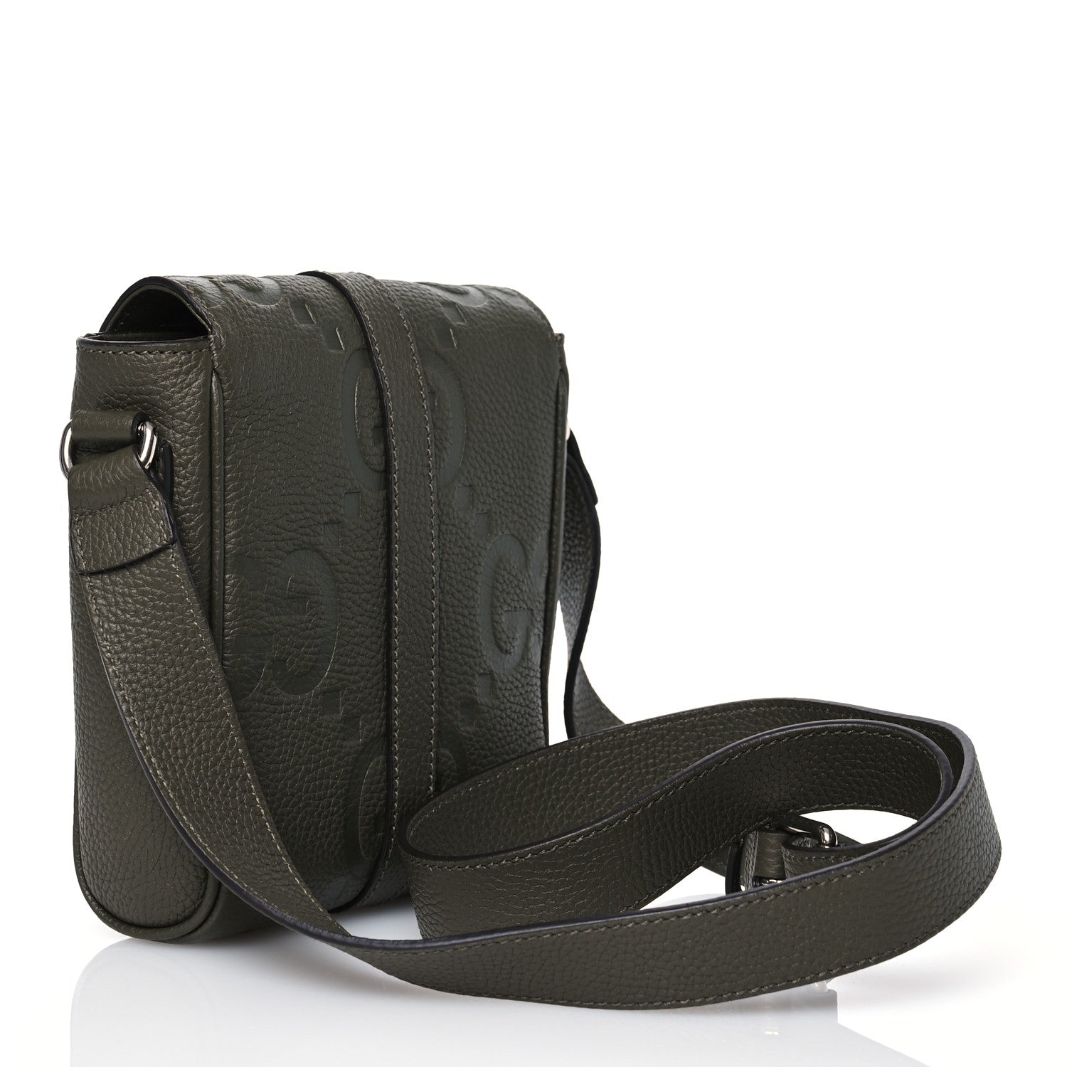 Gucci Piuma Calfskin Jumbo GG Embossed Small Messenger Bag Dark Green 2 of 11