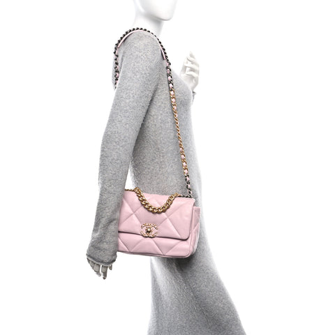Lambskin Quilted Medium Chanel 19 Flap Light Pink