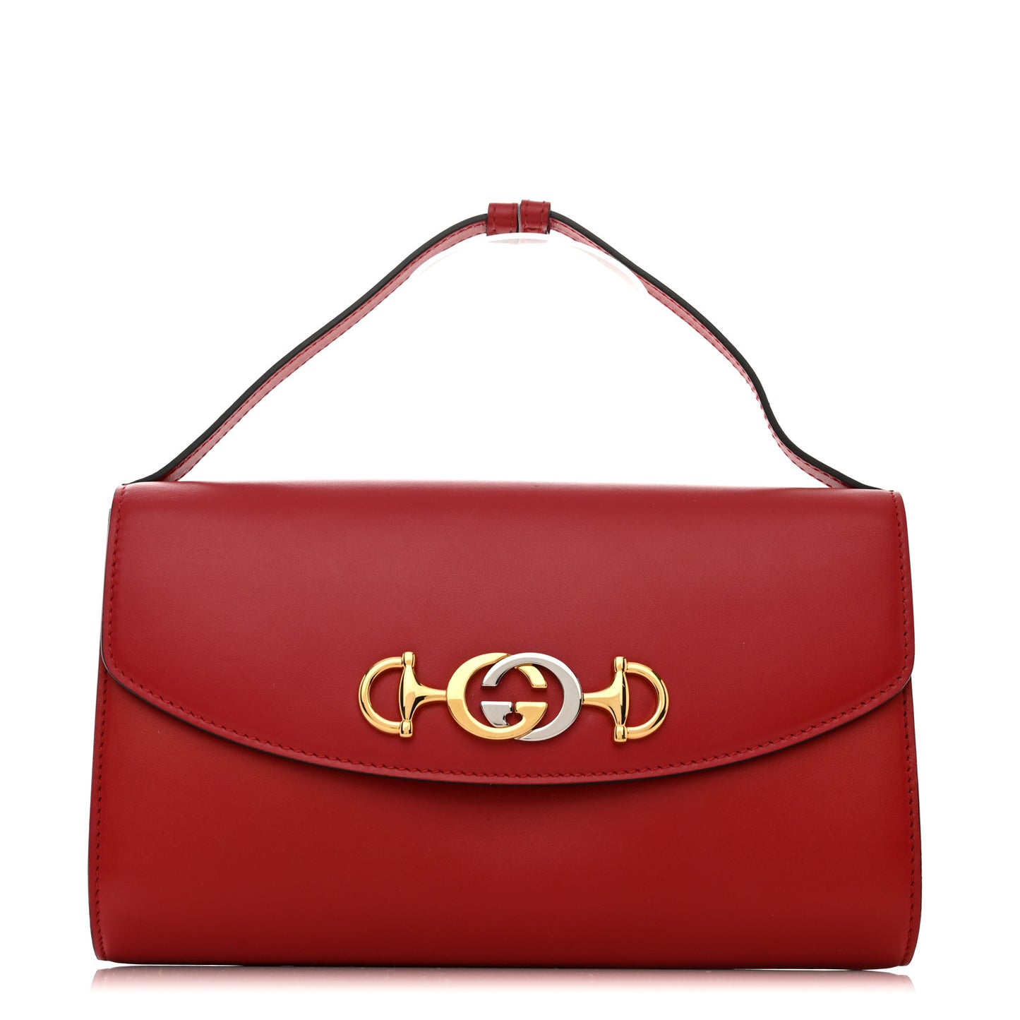 Smooth Calfskin Small Zumi Top Handle Shoulder Bag Hibiscus Red
