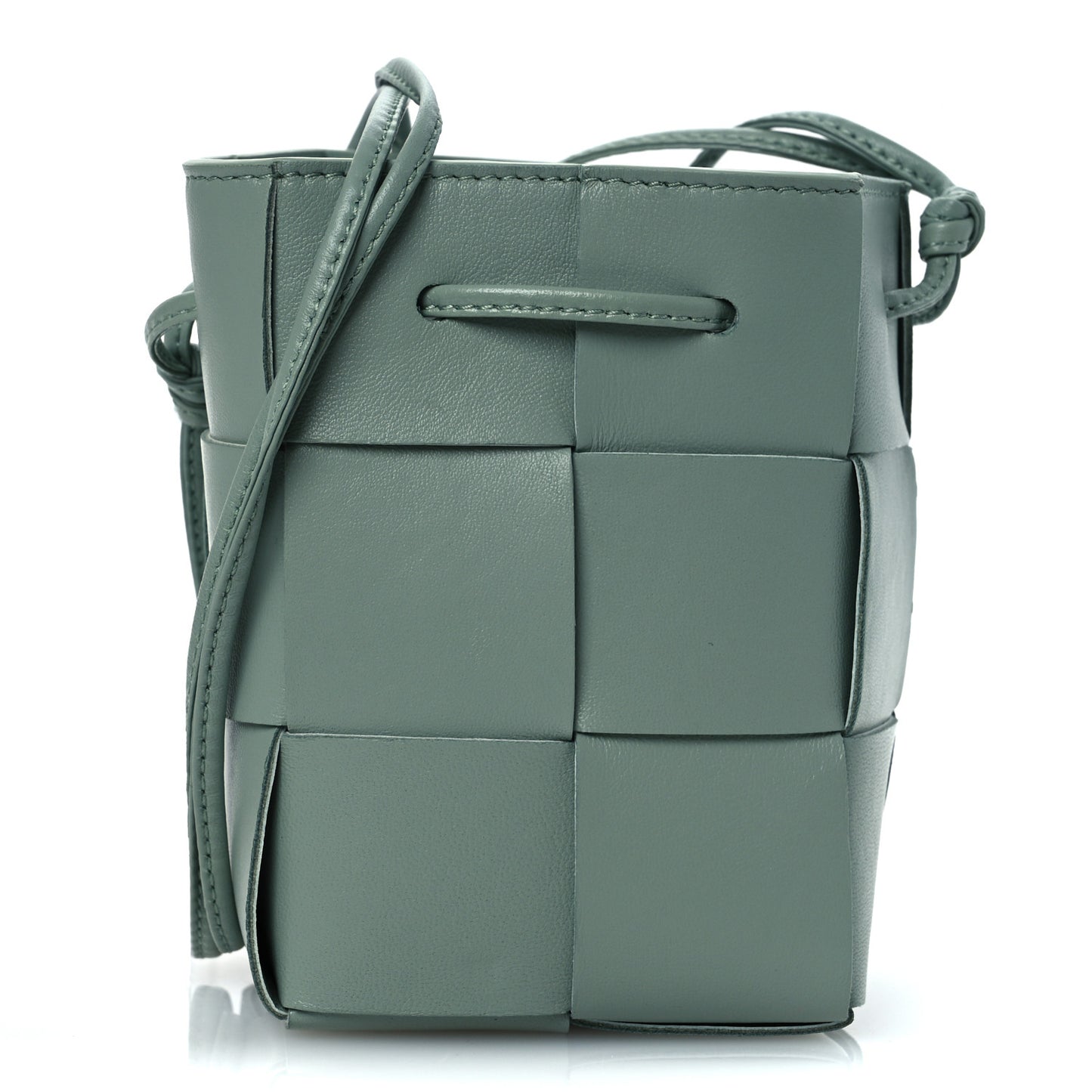 Nappa Maxi Intrecciato Mini Cassette Bucket Bag New Sauge