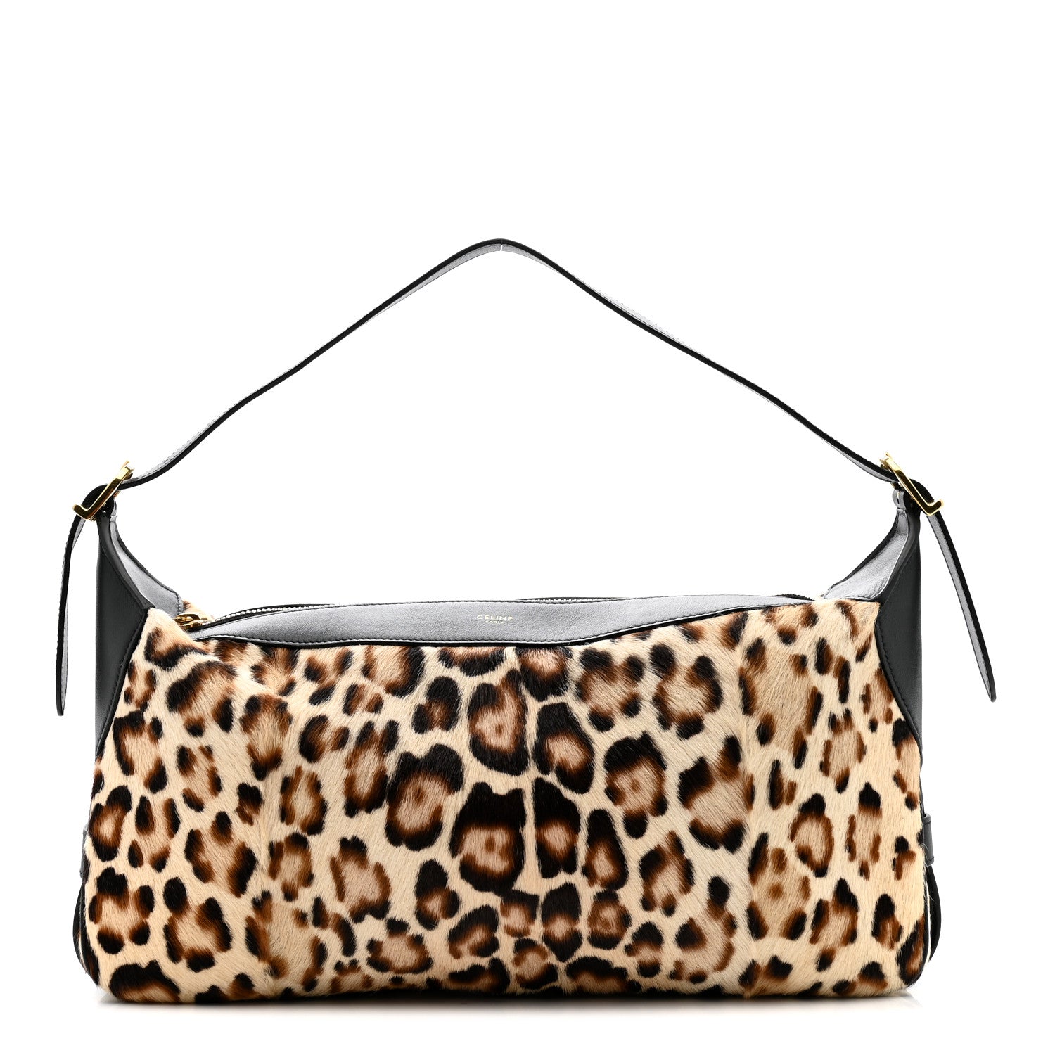 Celine Furry Goatskin Leopard Medium Romy Shoulder Bag Natural