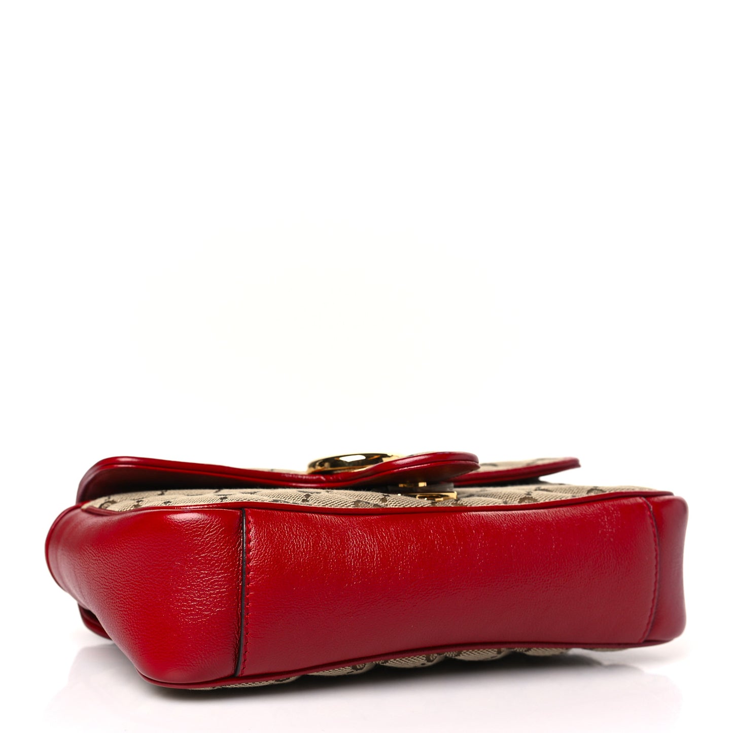 Monogram Azalea Calfskin Matelasse Diagonal Mini GG Marmont Shoulder Bag Beige Ebony New Cherry Red