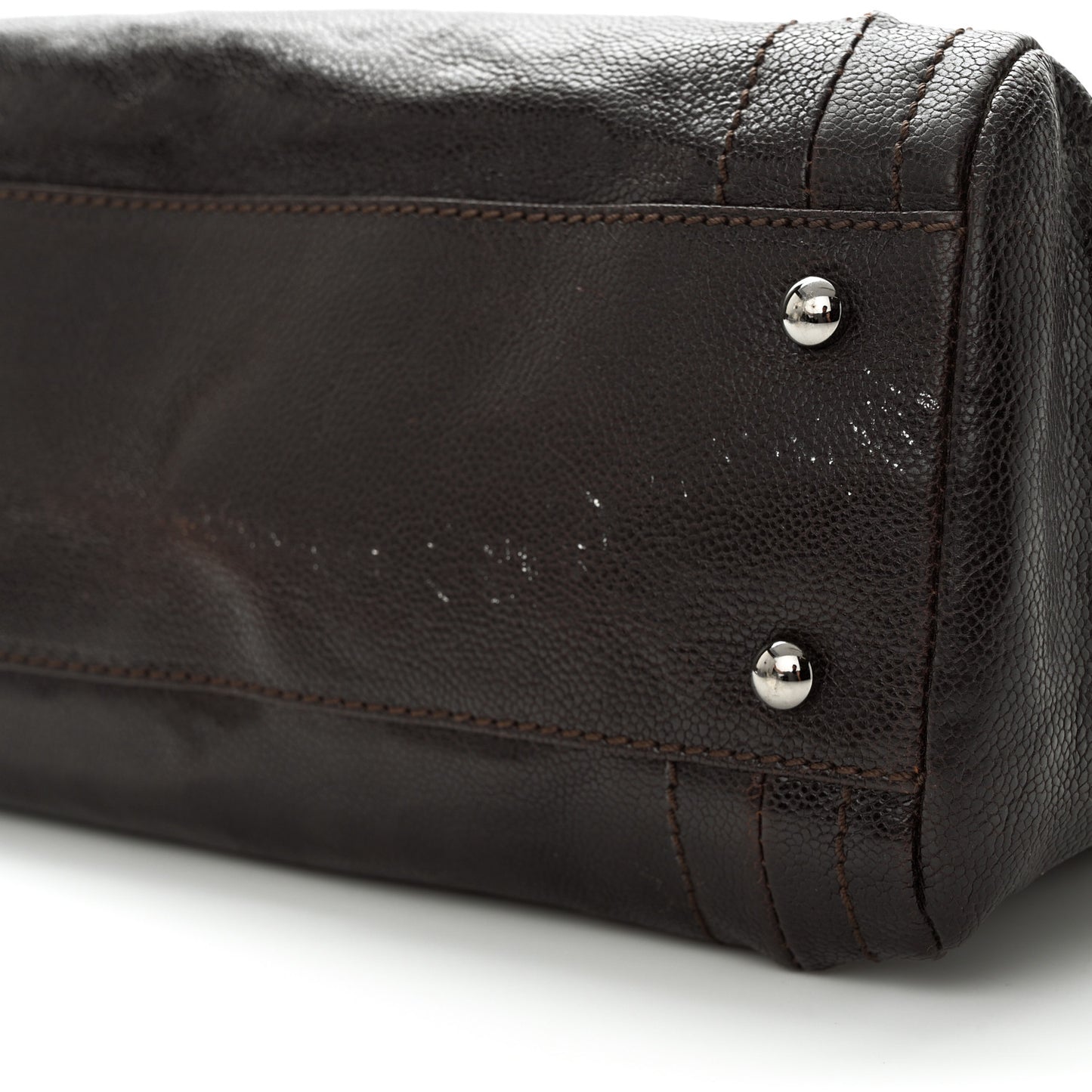 Glazed Caviar Modern Chain Tote Brown
