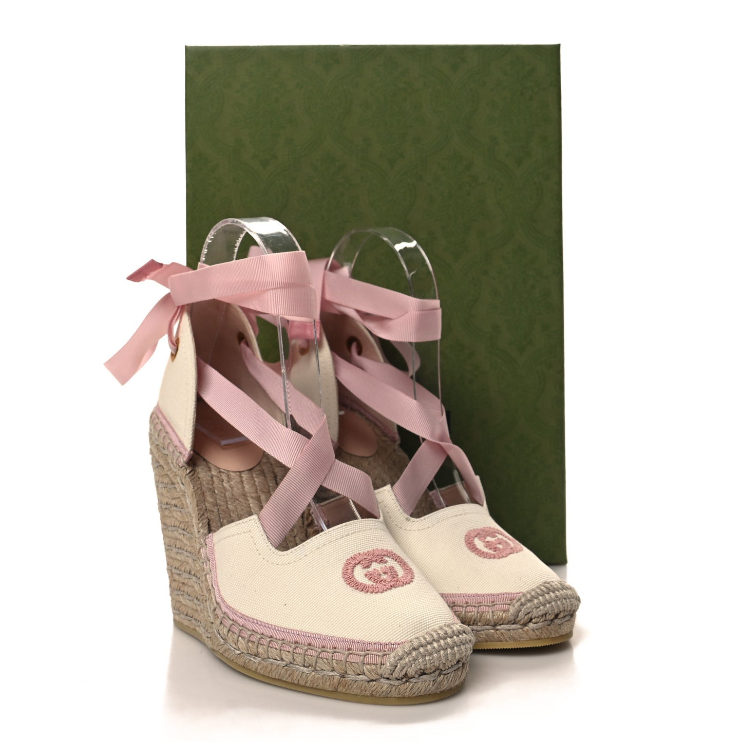 Canvas Grossgrain Embroidered Judit Ankle Wrap Platform 35/120mm Espadrille Wedges 36 White Shell