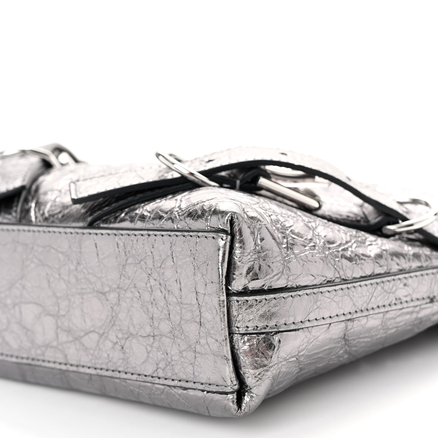 Metallic Calfskin Small Voyou Bag Silver