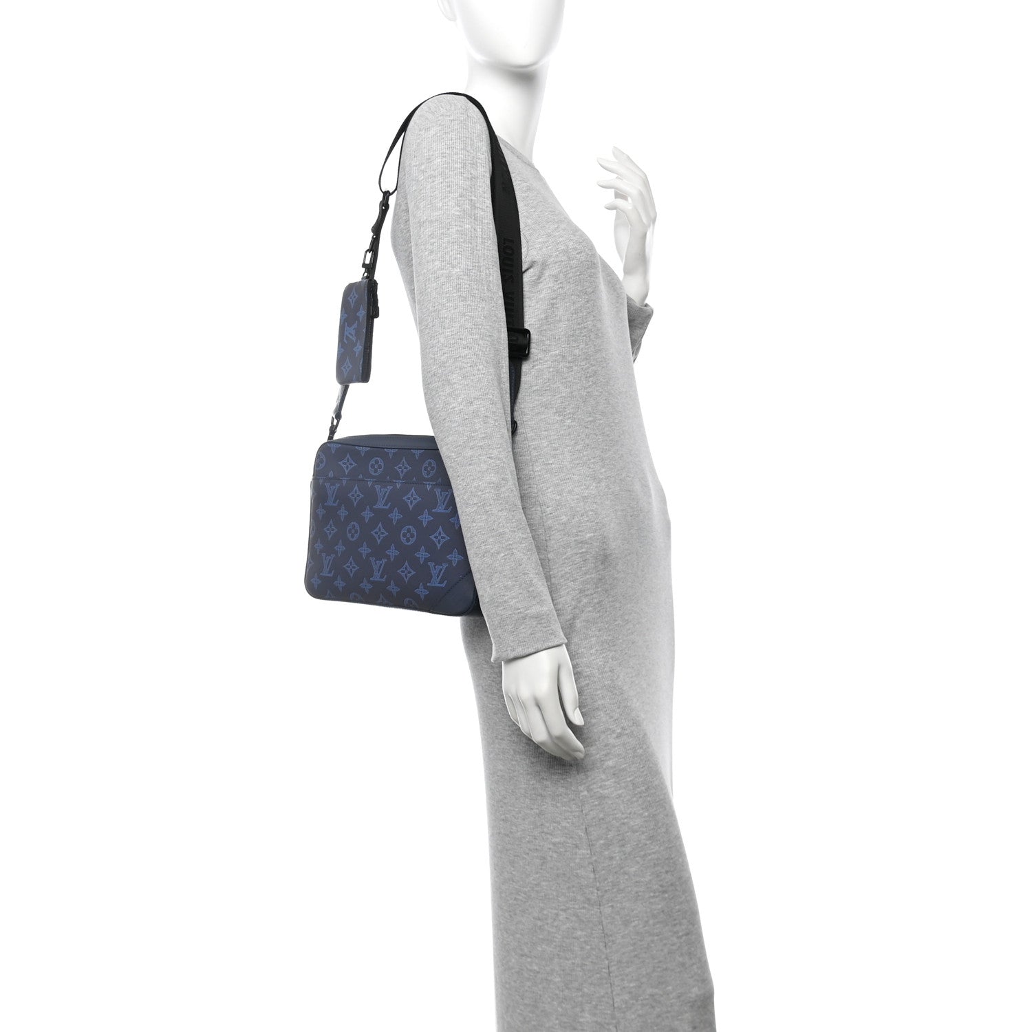 Louis Vuitton Calfskin Monogram Shadow Trio Messenger Navy River Blue 2 of 10