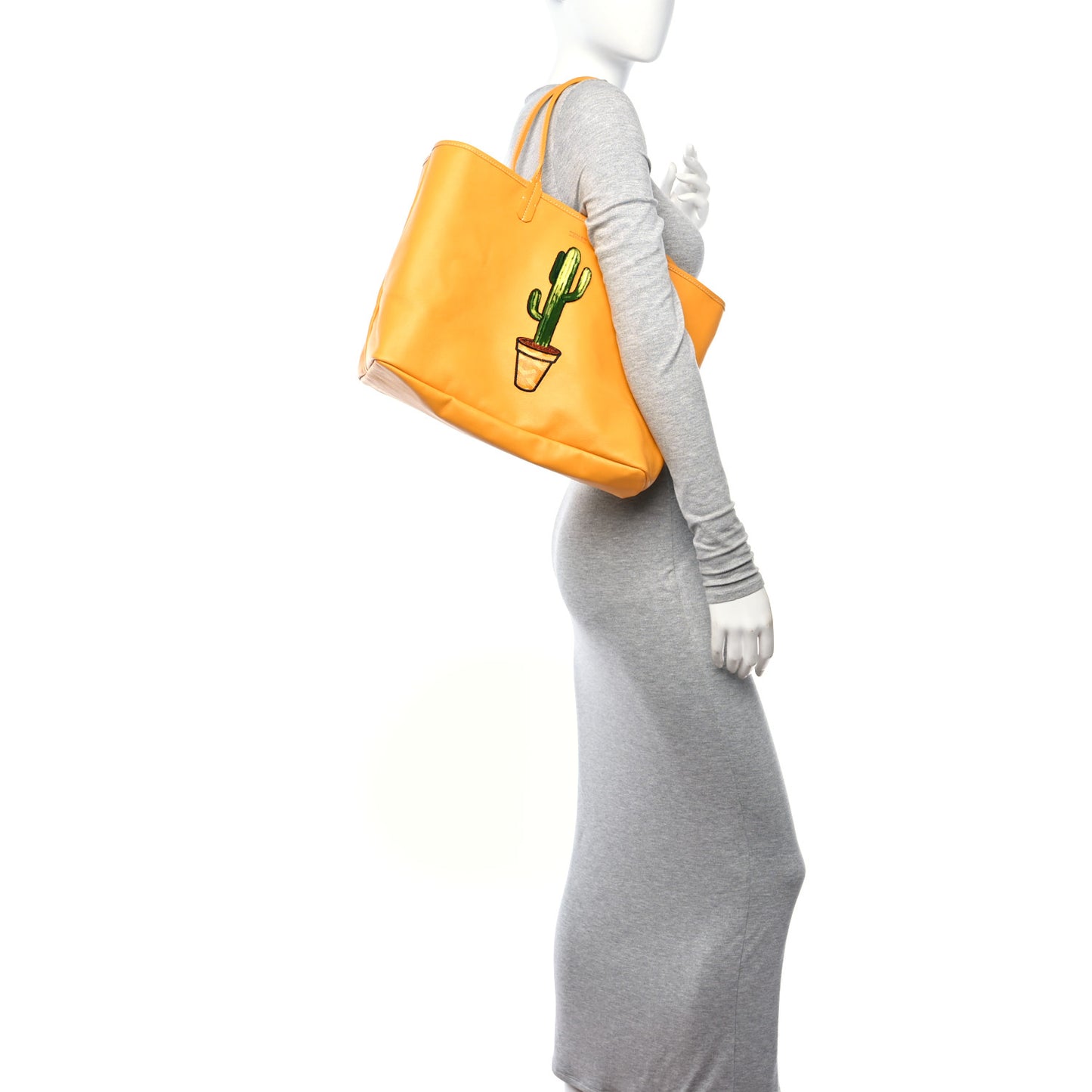 Goyardine Embroidered Cactus Reversible Anjou PM Yellow
