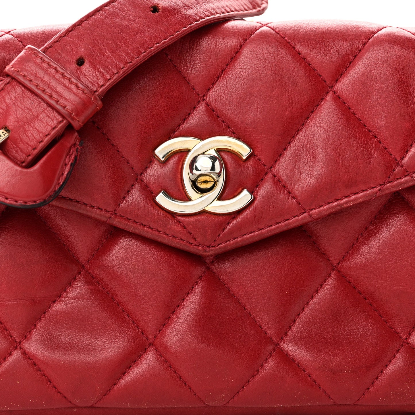 Lambskin Quilted Flap Waist Belt Bag 75 30 75 30 Red
