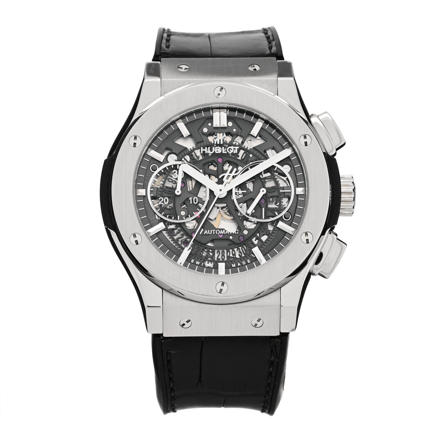 Titanium Alligator 45mm Classic Fusion Aerofusion Chronograph Automatic Watch Black 525.NX.0170.LR