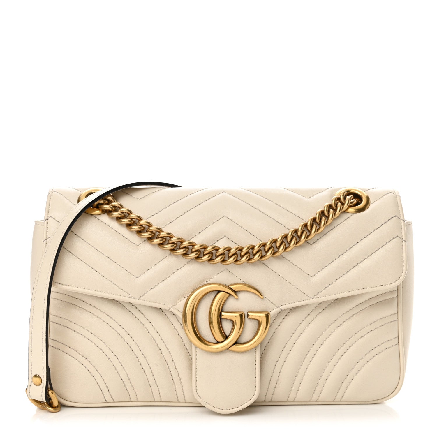 Gucci Calfskin Matelasse Small GG Marmont Shoulder Bag White 1 of 15