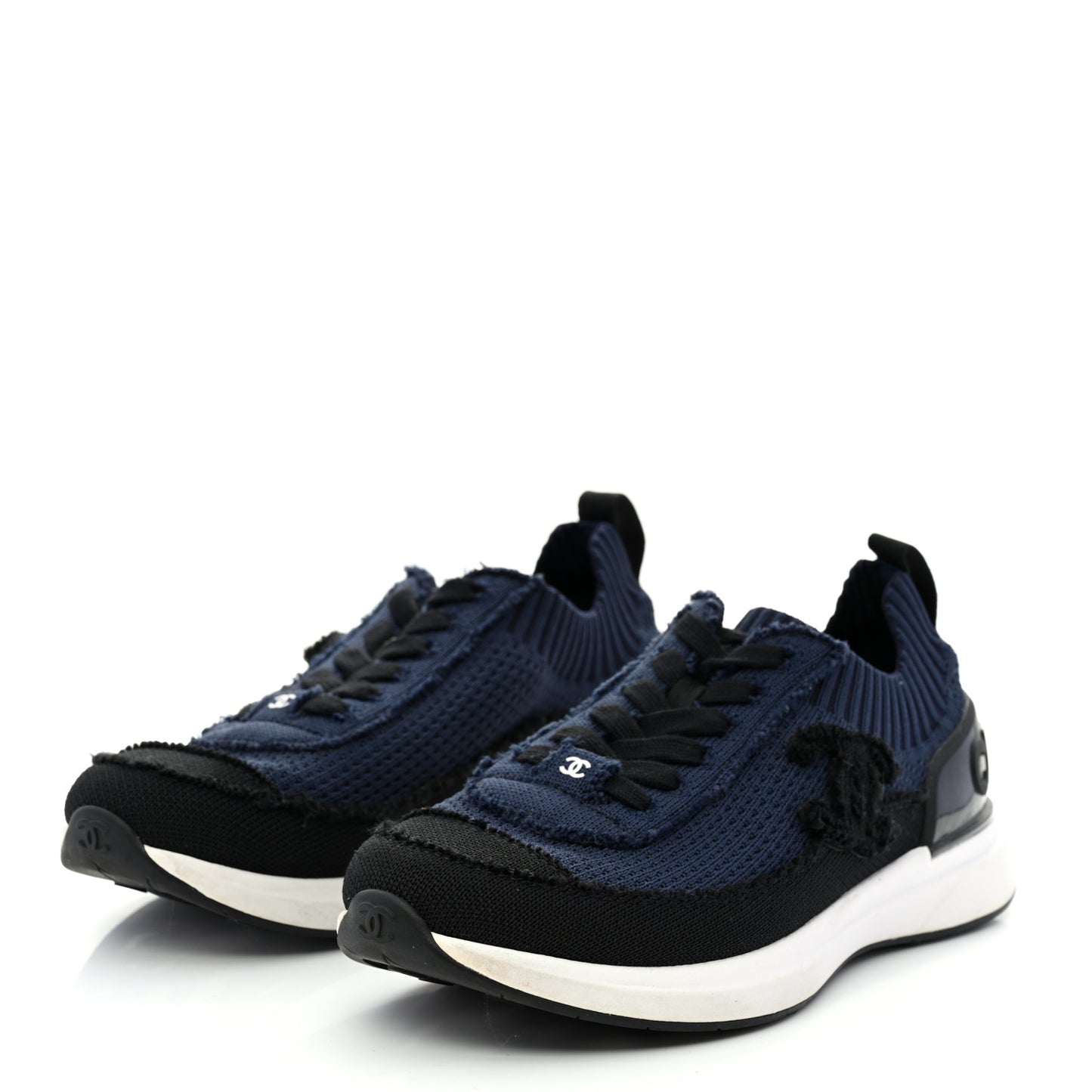 Fabric Logo Sneakers 36.5 Navy Black