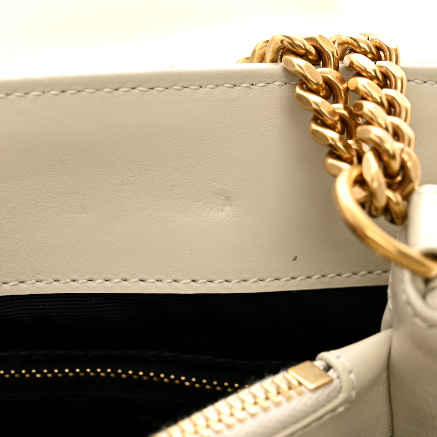 Calfskin Y Quilted Monogram Medium Loulou Chain Satchel Crema Soft