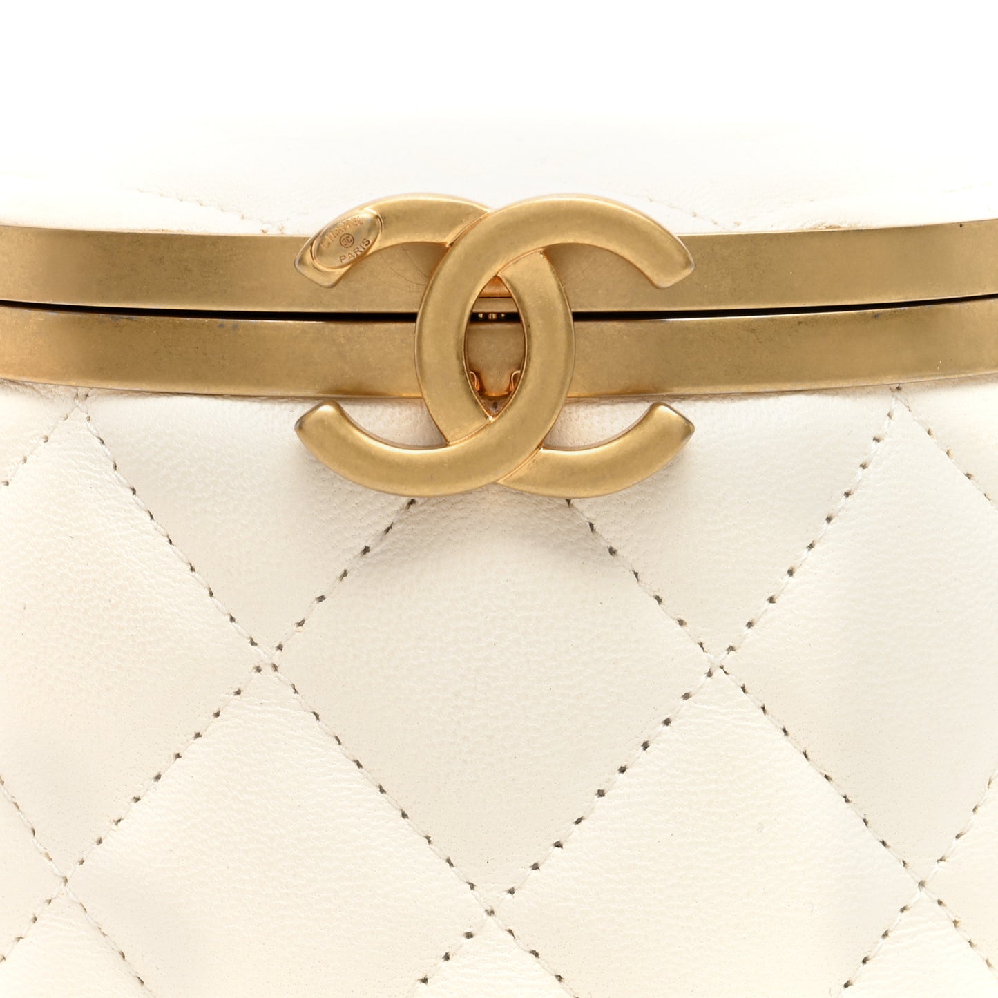 Lambskin Quilted Mini Crown Box Bag White