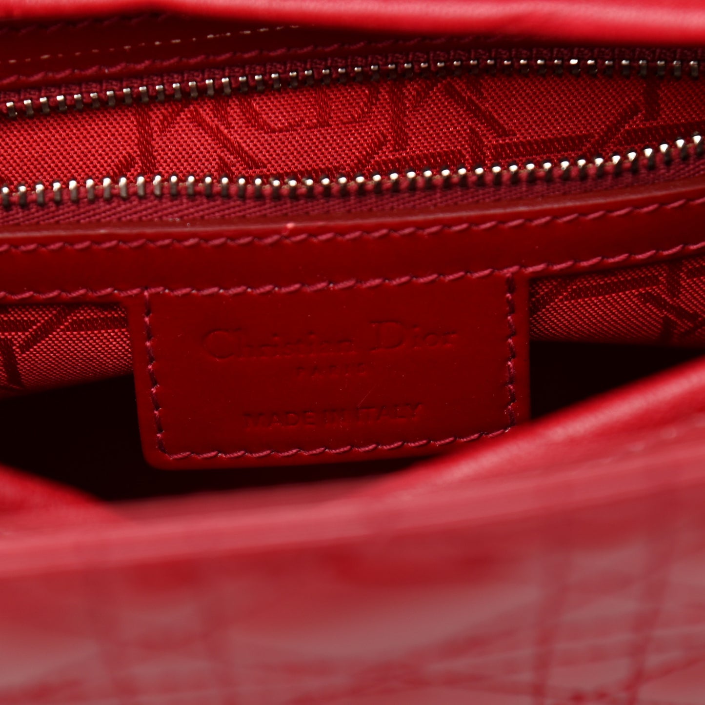 Patent Cannage Large Lady Dior Red