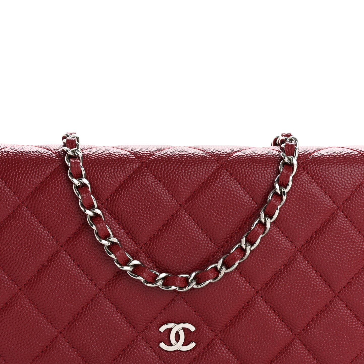 Caviar Quilted Wallet on Chain WOC Red