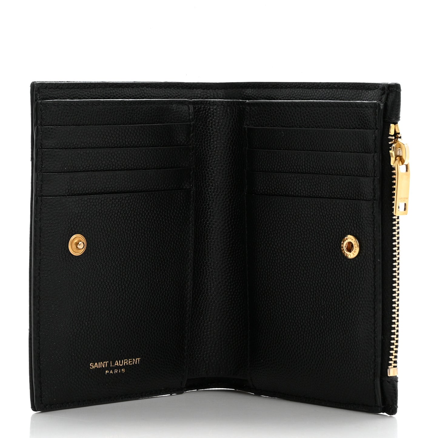 Grain De Poudre Matelasse Chevron Monogram Zipped Two-Part Wallet Black