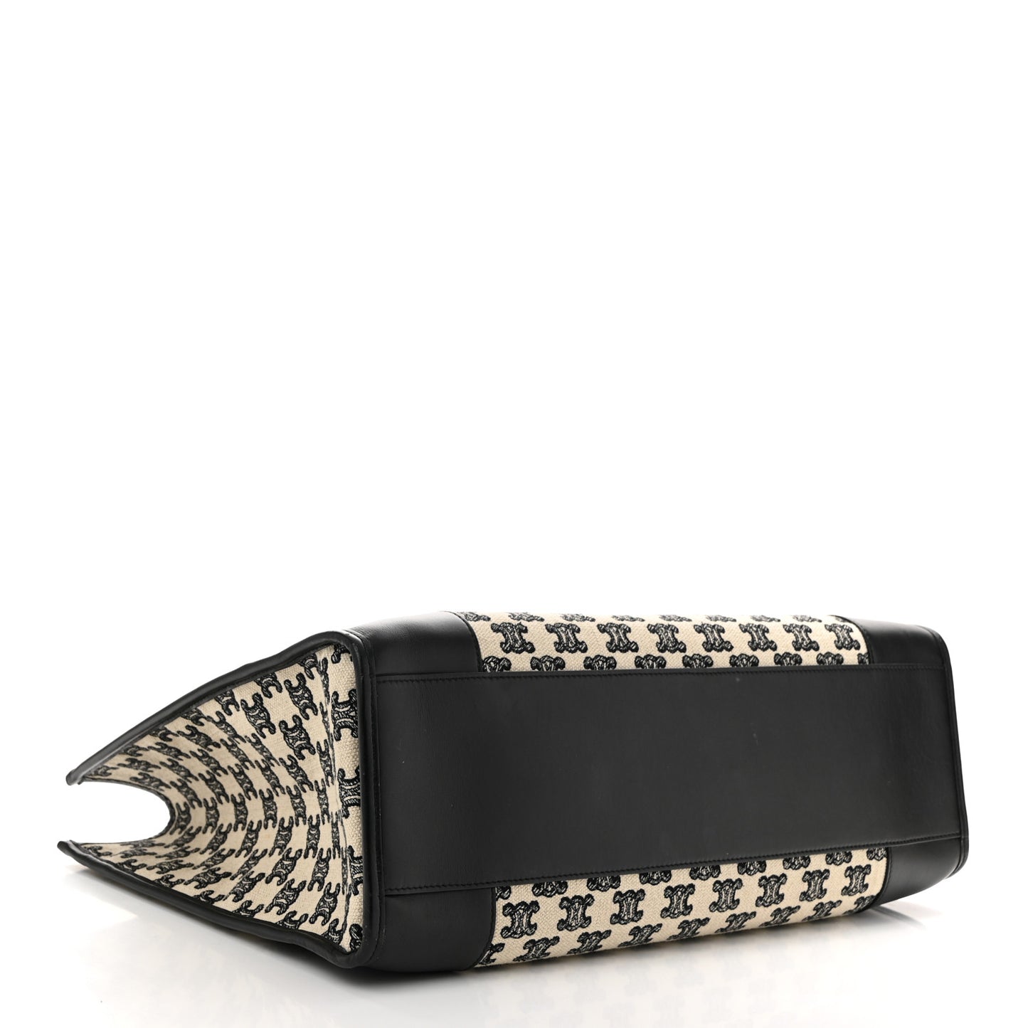 Canvas Calfskin Triomphe Embroidered Horizontal Cabas Black