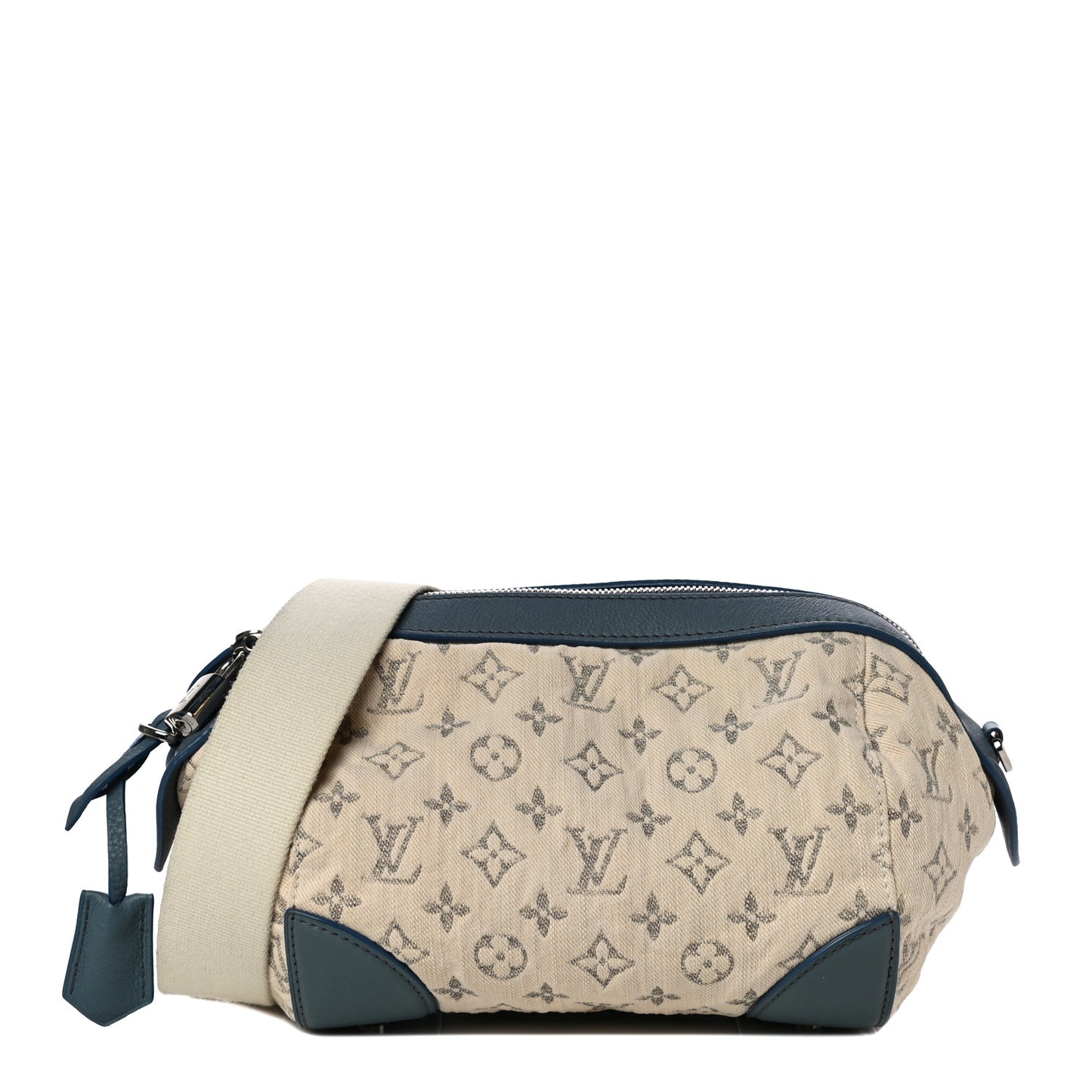 Monogram Denim Pochette Round Blue