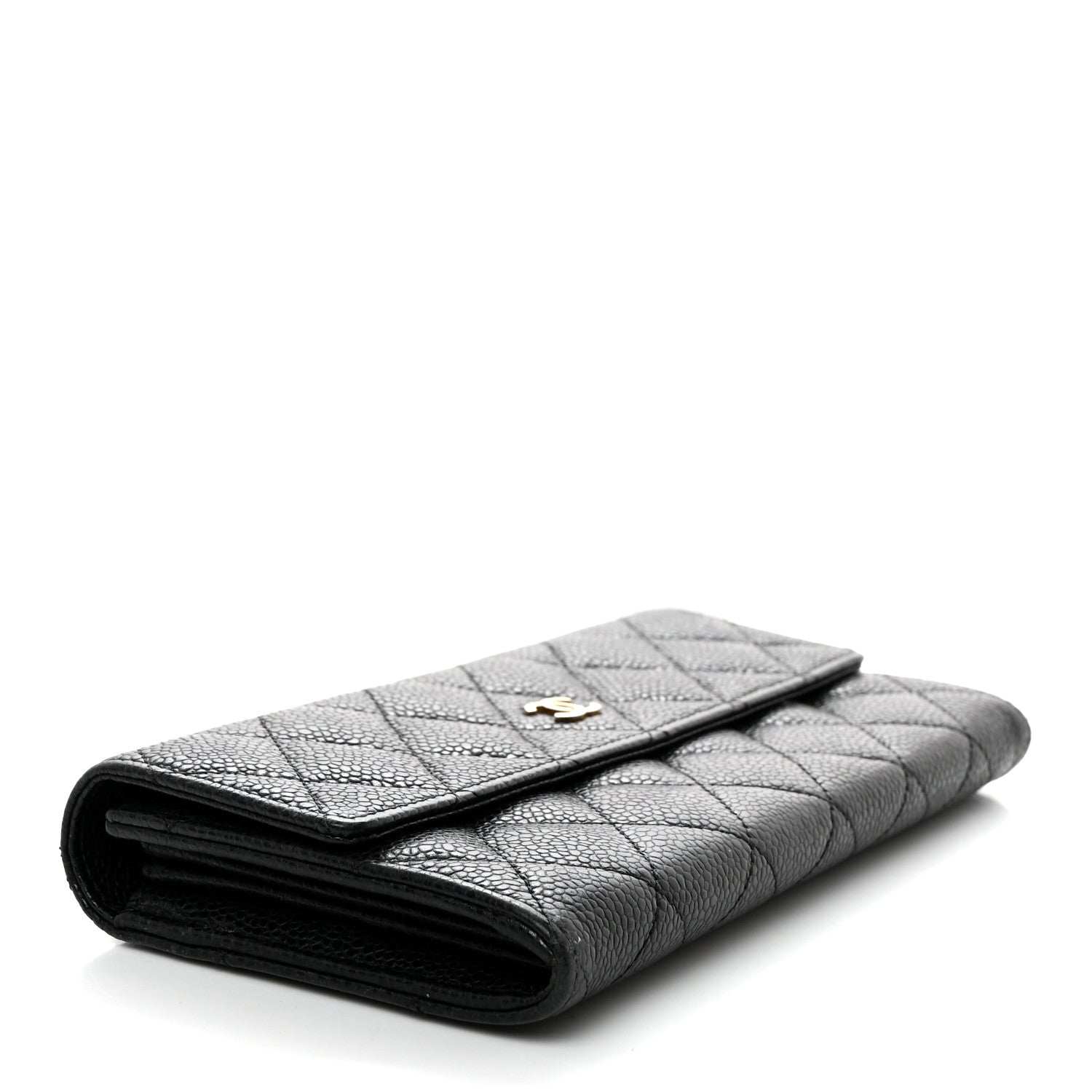 Chanel Caviar Quilted Large Gusset Flap Wallet Black 4 of 10