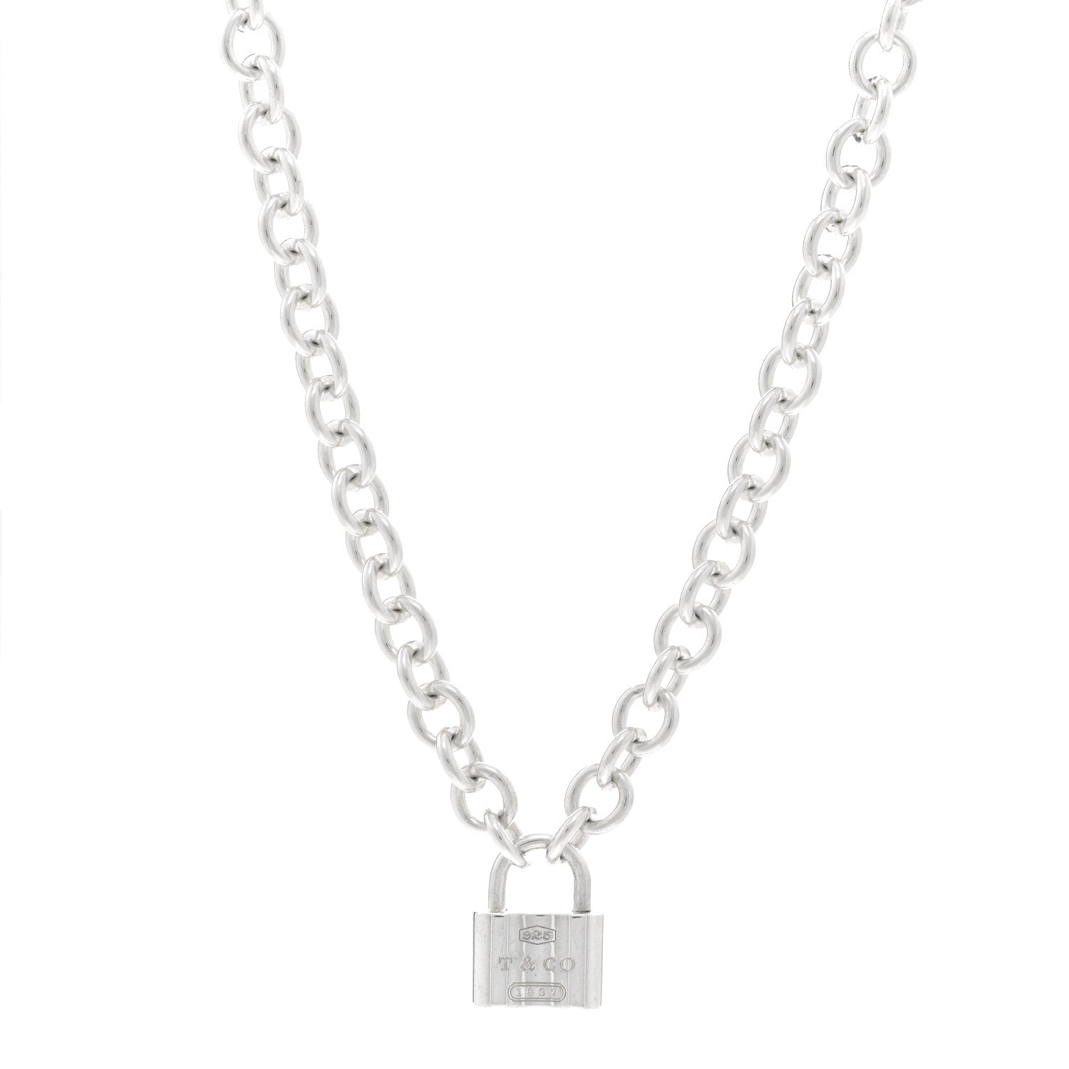 Tiffany Sterling Silver 1837 Lock Charm Necklace 1 of 4
