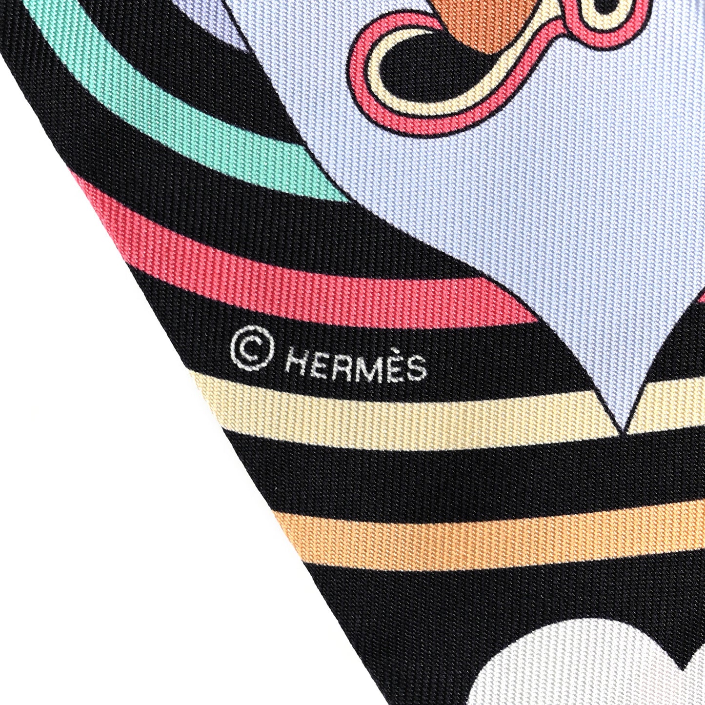 Silk Carres Volants Twilly Black Ciel Multicolor