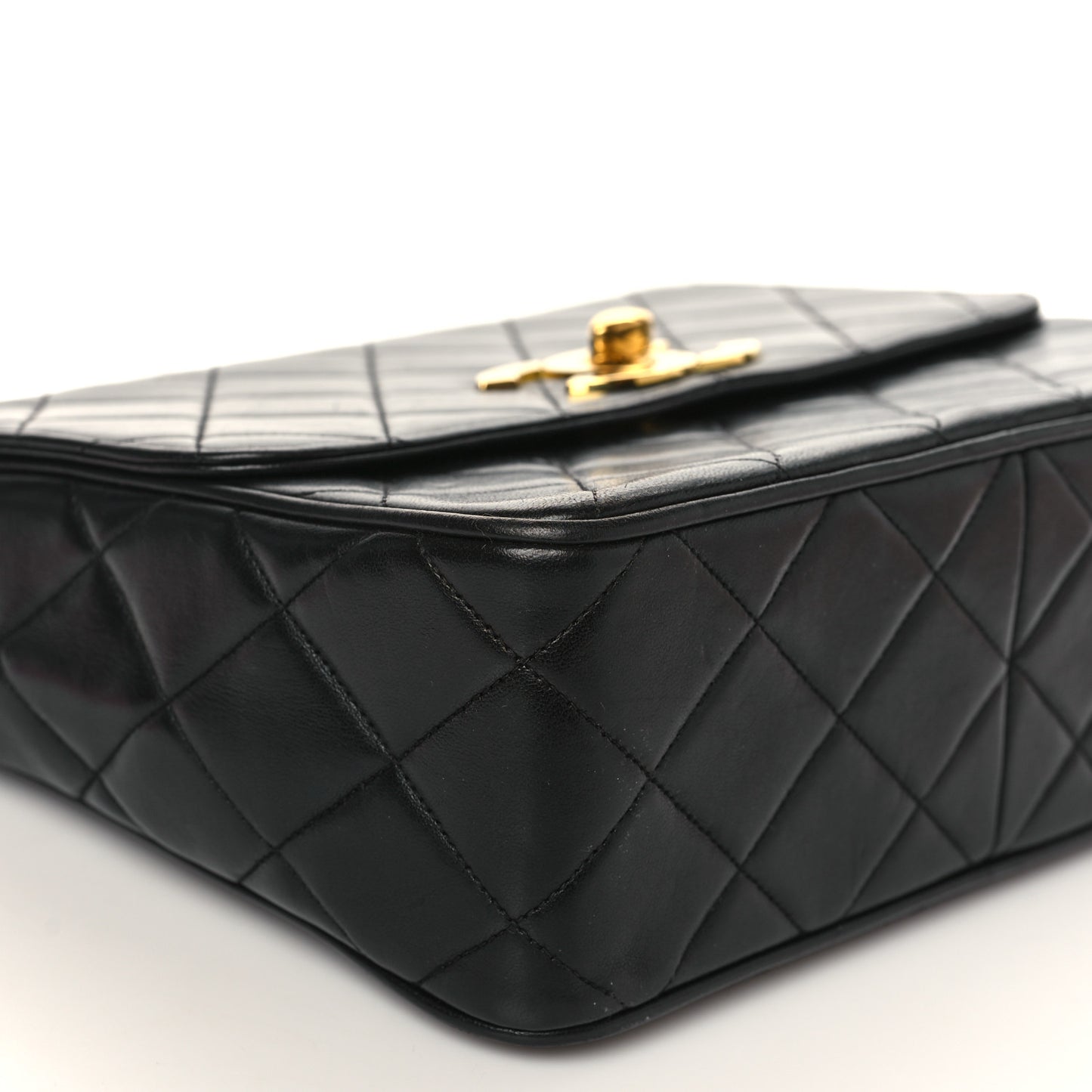 Lambskin Quilted Mini Square Flap Bag Black