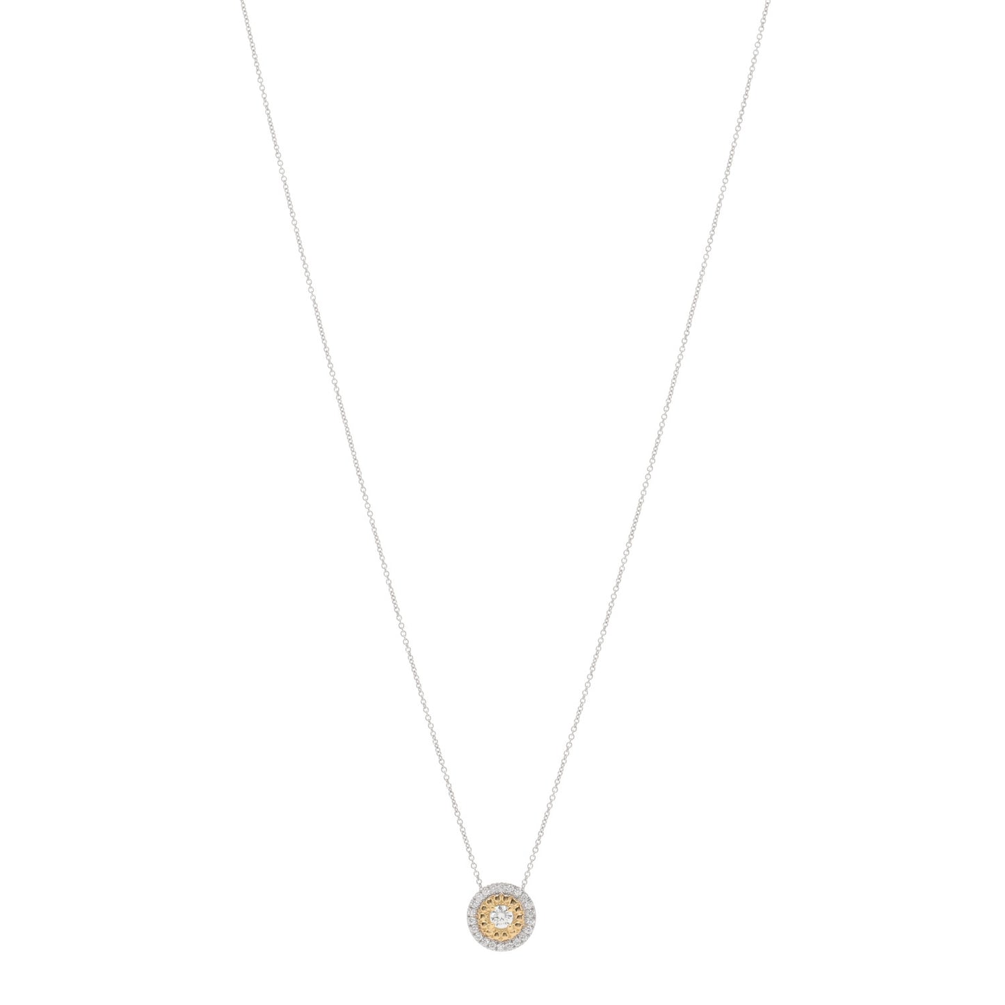 18K White Yellow Gold Diamond Large Siena Dot Pendant Necklace