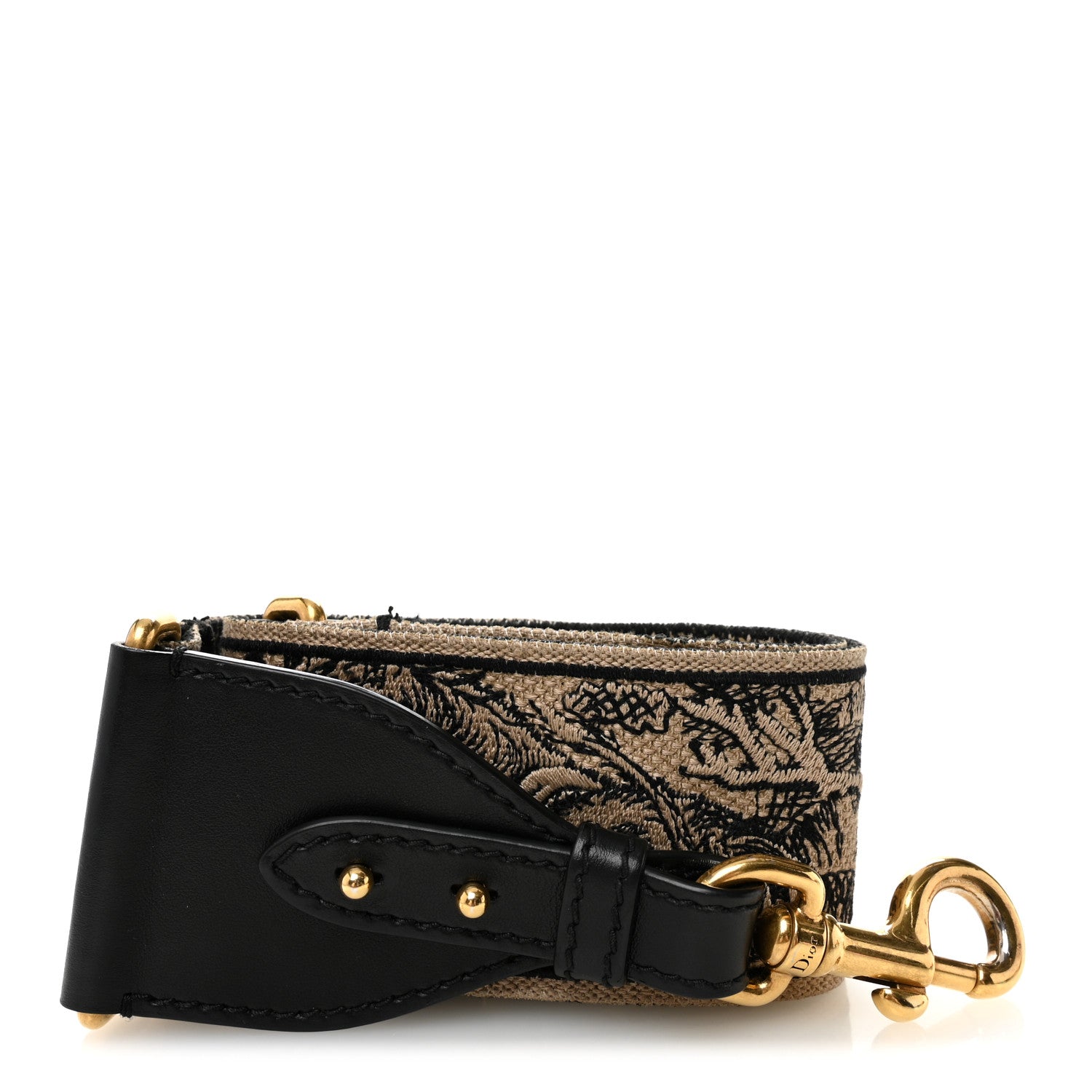 Christian Dior Canvas Embroidered Shoulder Strap Ecru Black 