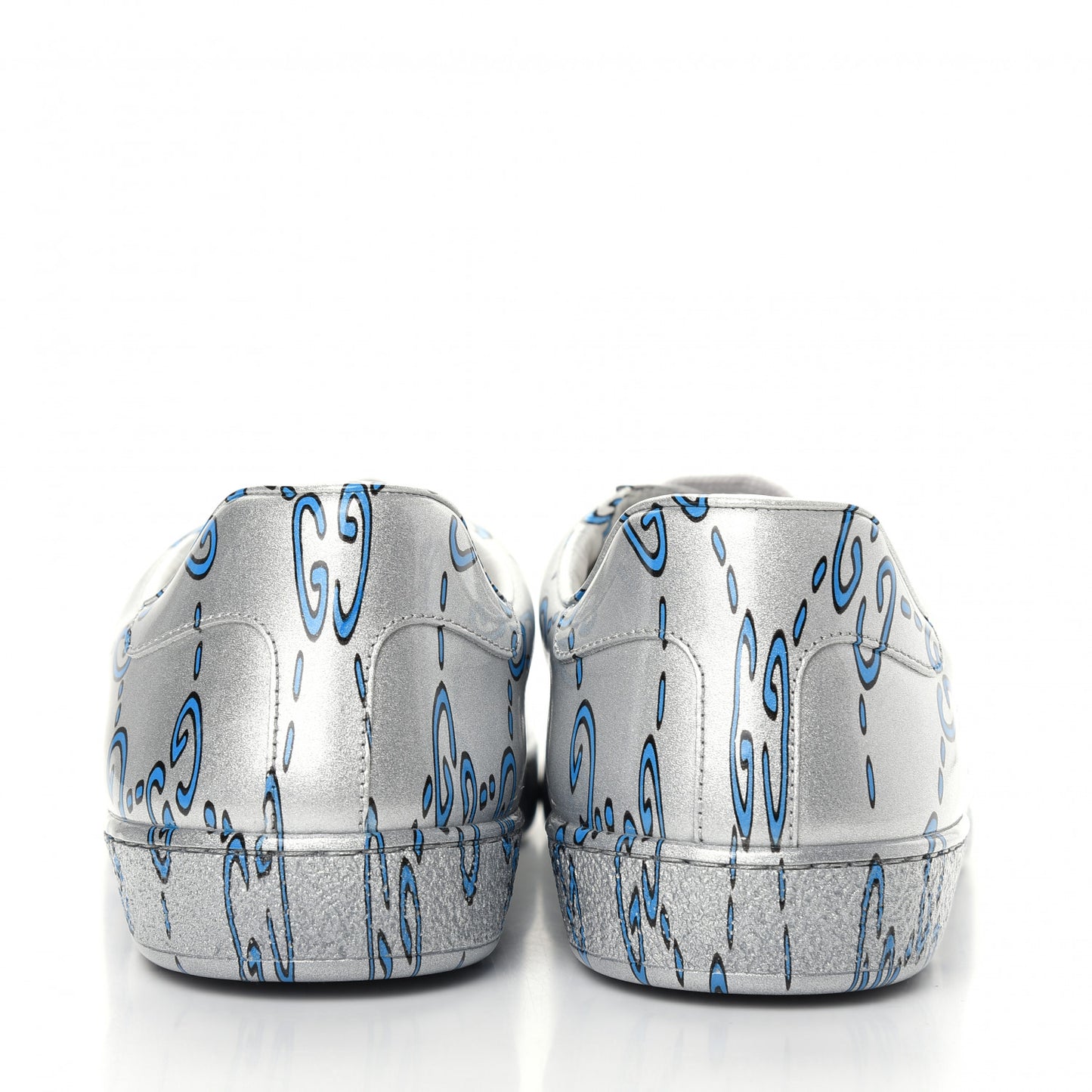 Miro Rubber Wax GucciGhost Print Mens New Ace Sneakers 8 Silver