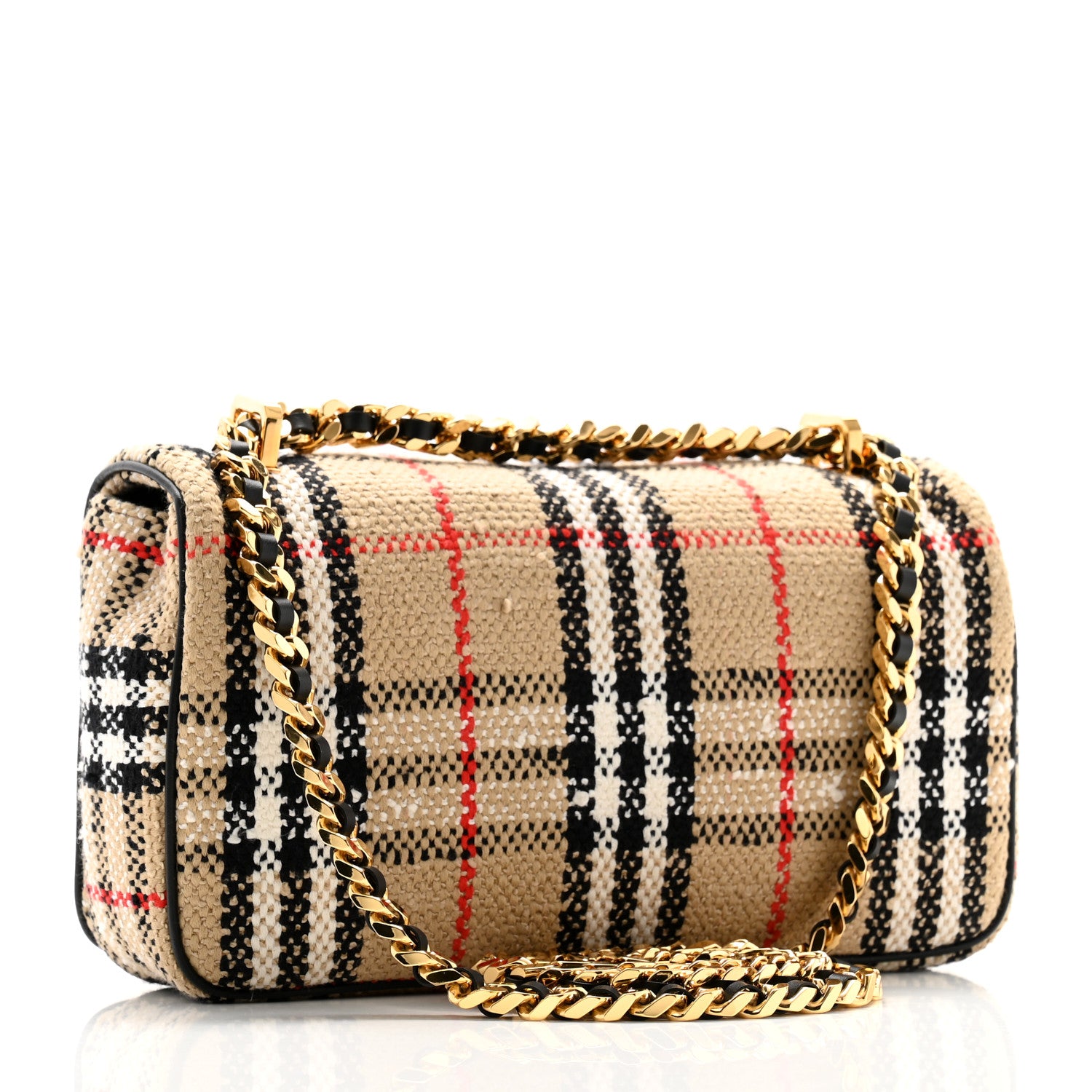 Burberry Calfskin Boucle Check Small Lola Chain Bag Archive Beige 3 of 11